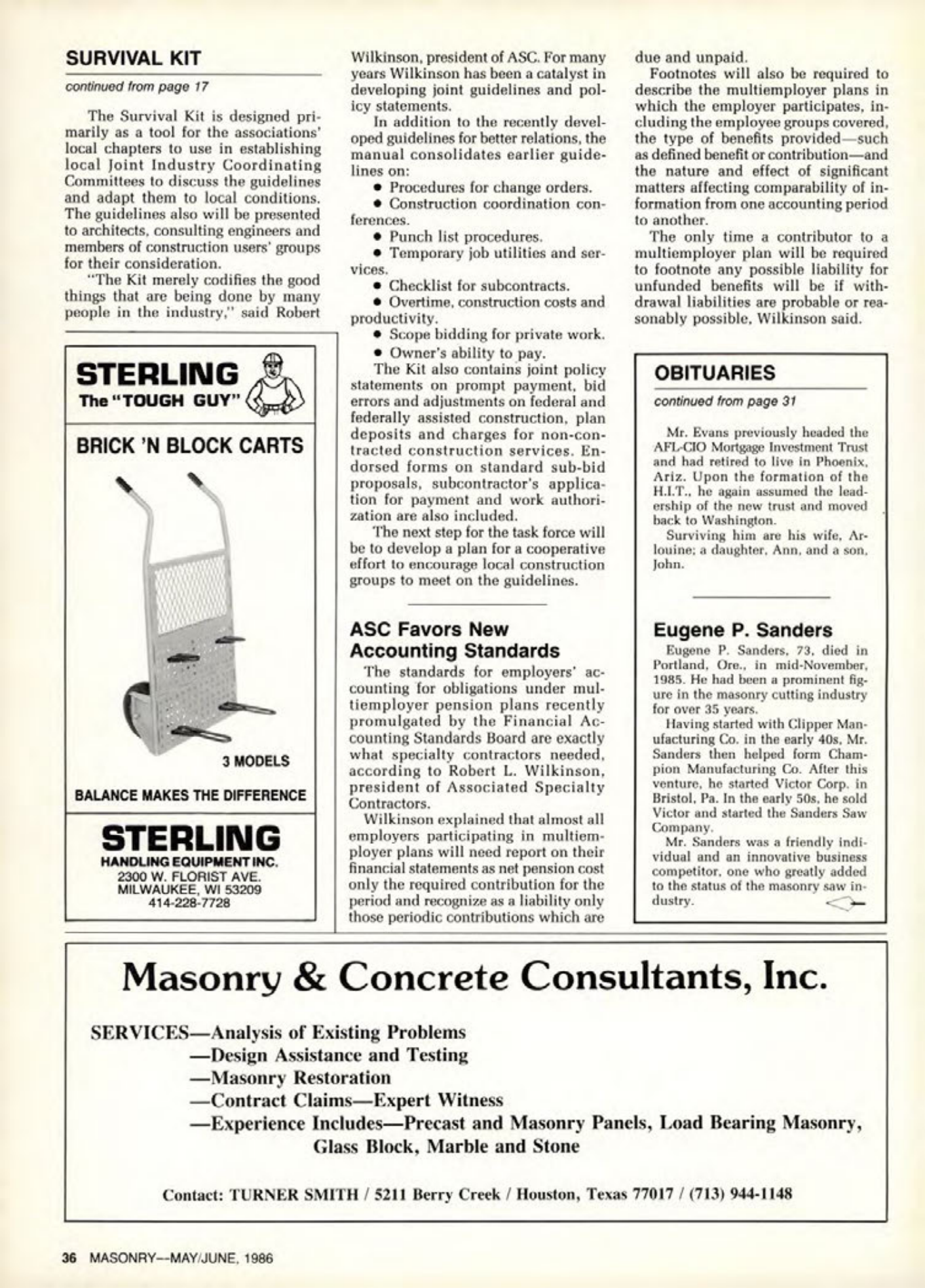 Masonry Magazine June 1986 Page. 36