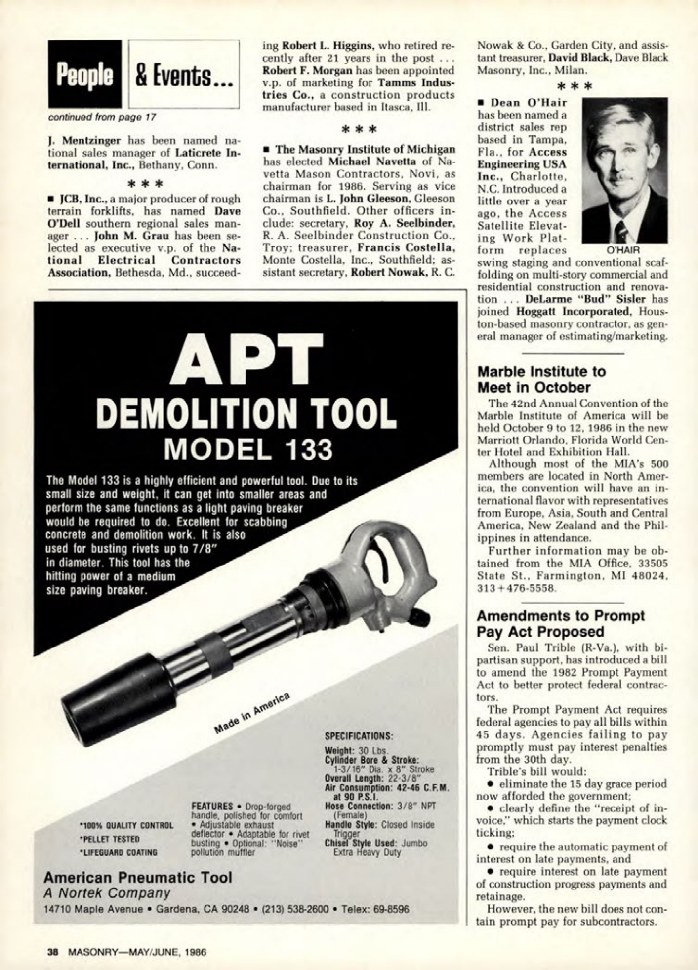 Masonry Magazine June 1986 Page. 38