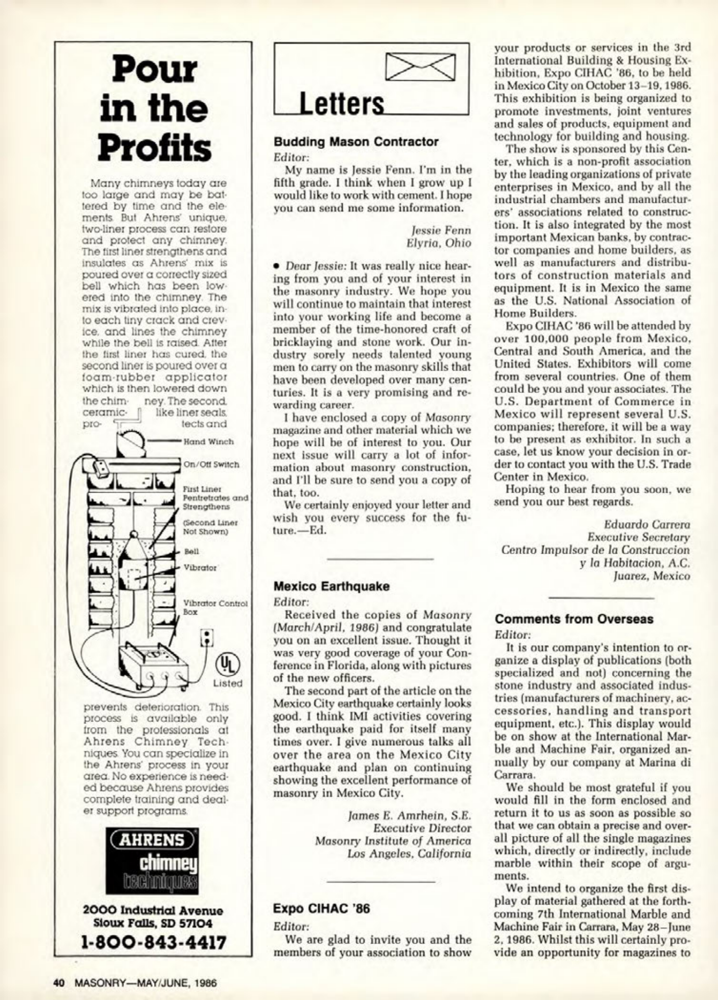 Masonry Magazine June 1986 Page. 40