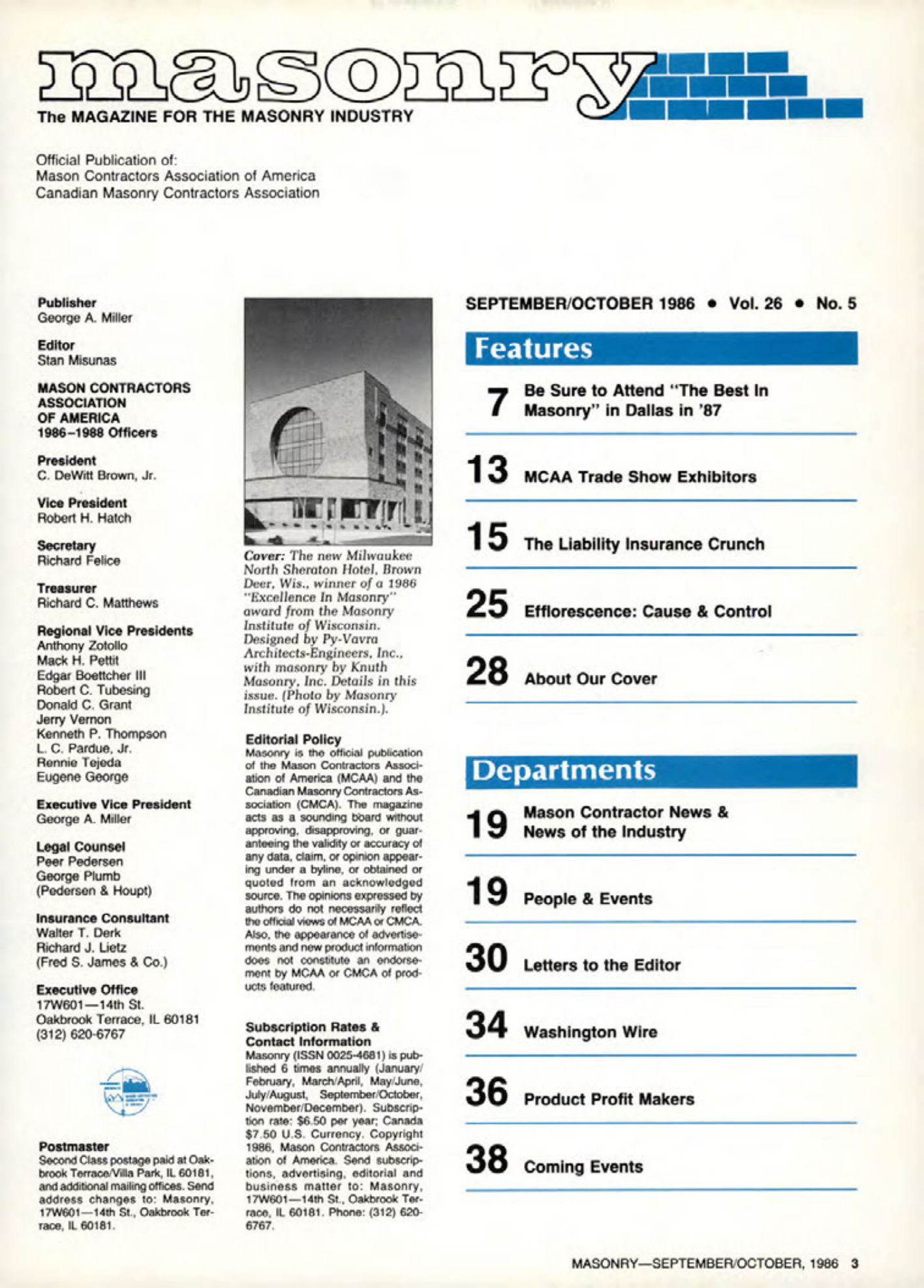 Masonry Magazine October 1986 Page. 3