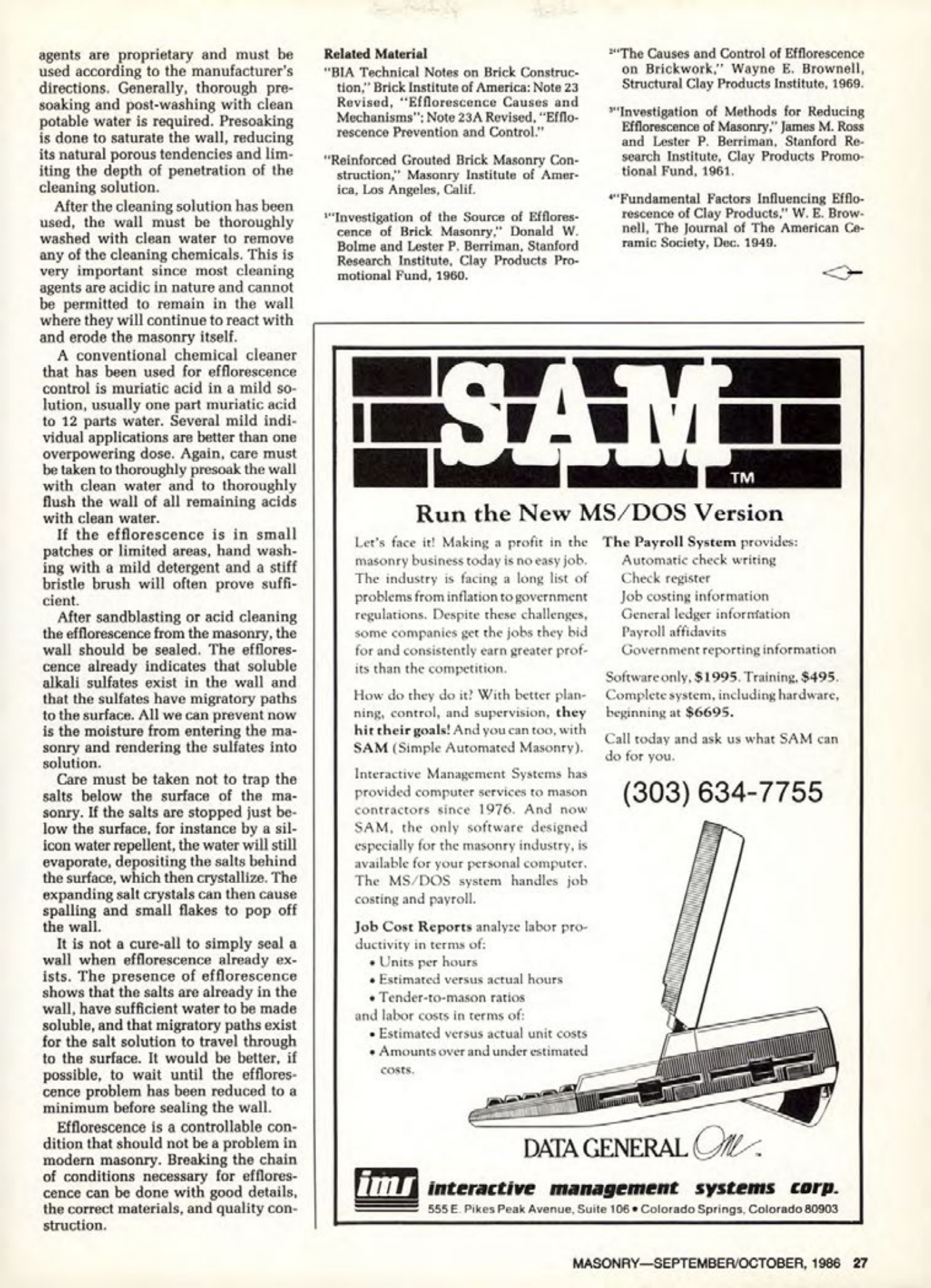 Masonry Magazine October 1986 Page. 29