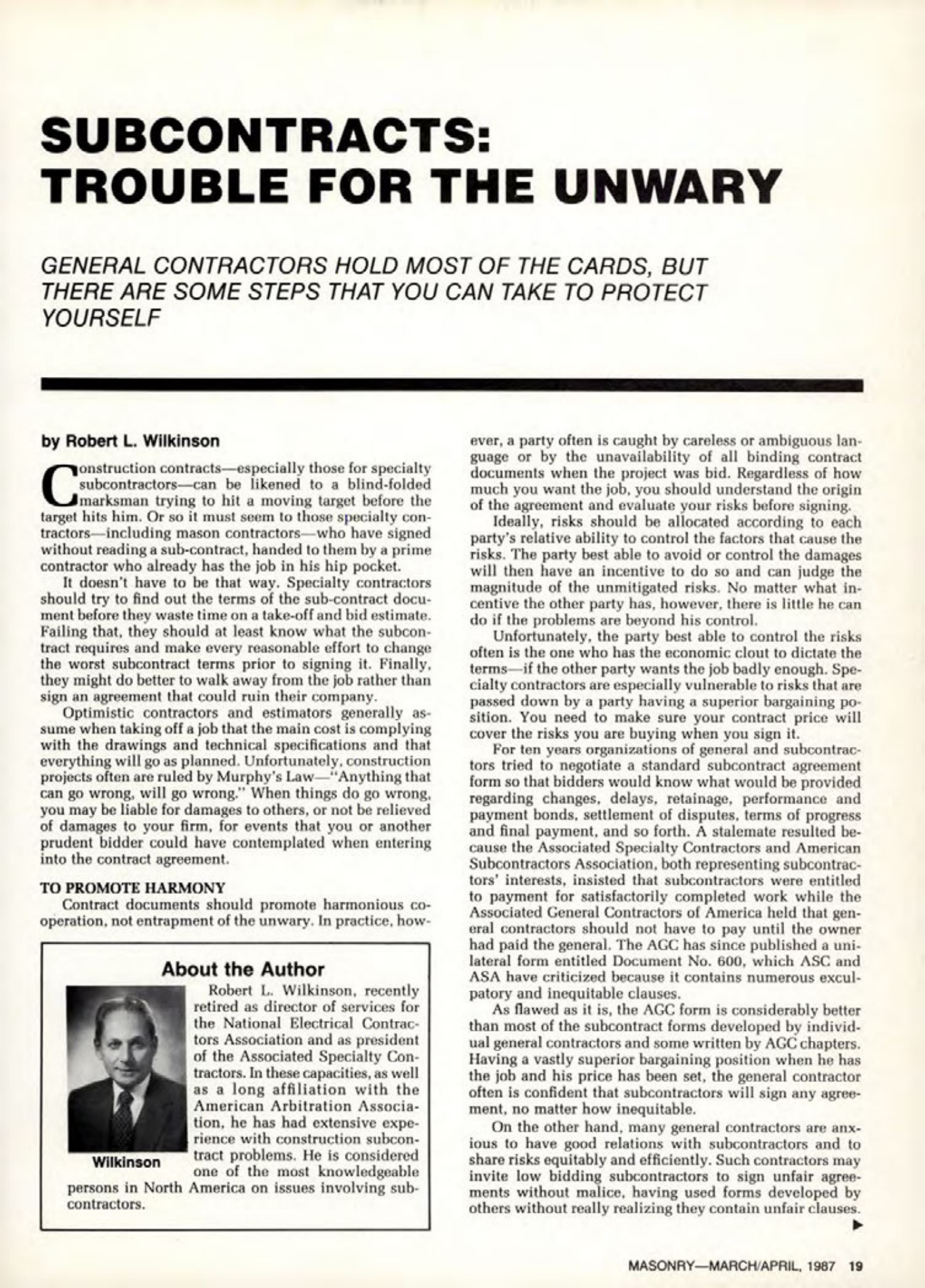 Masonry Magazine April 1987 Page. 19