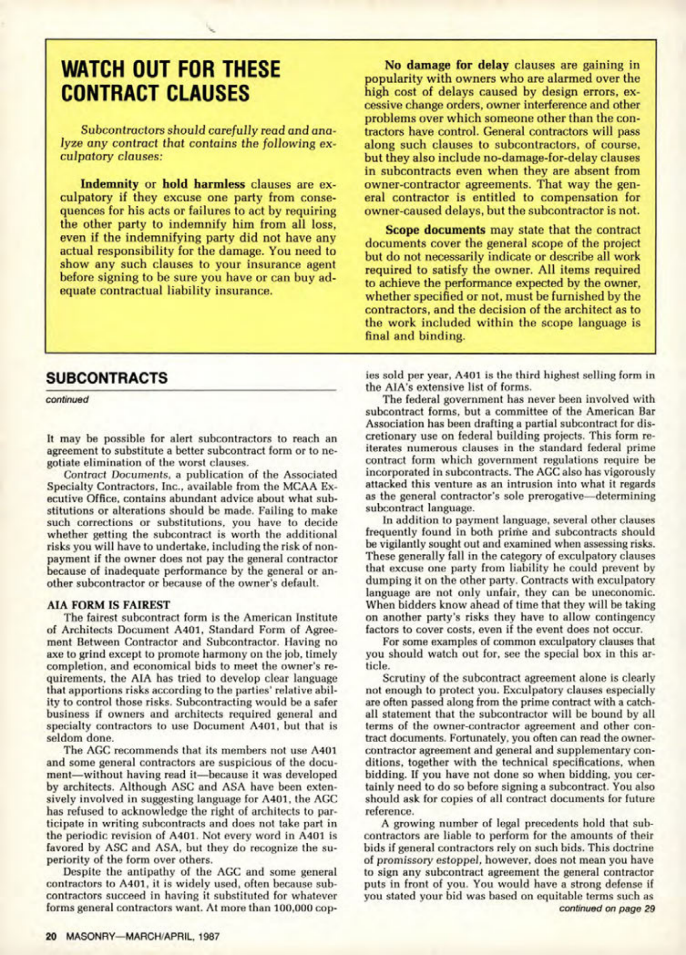 Masonry Magazine April 1987 Page. 20