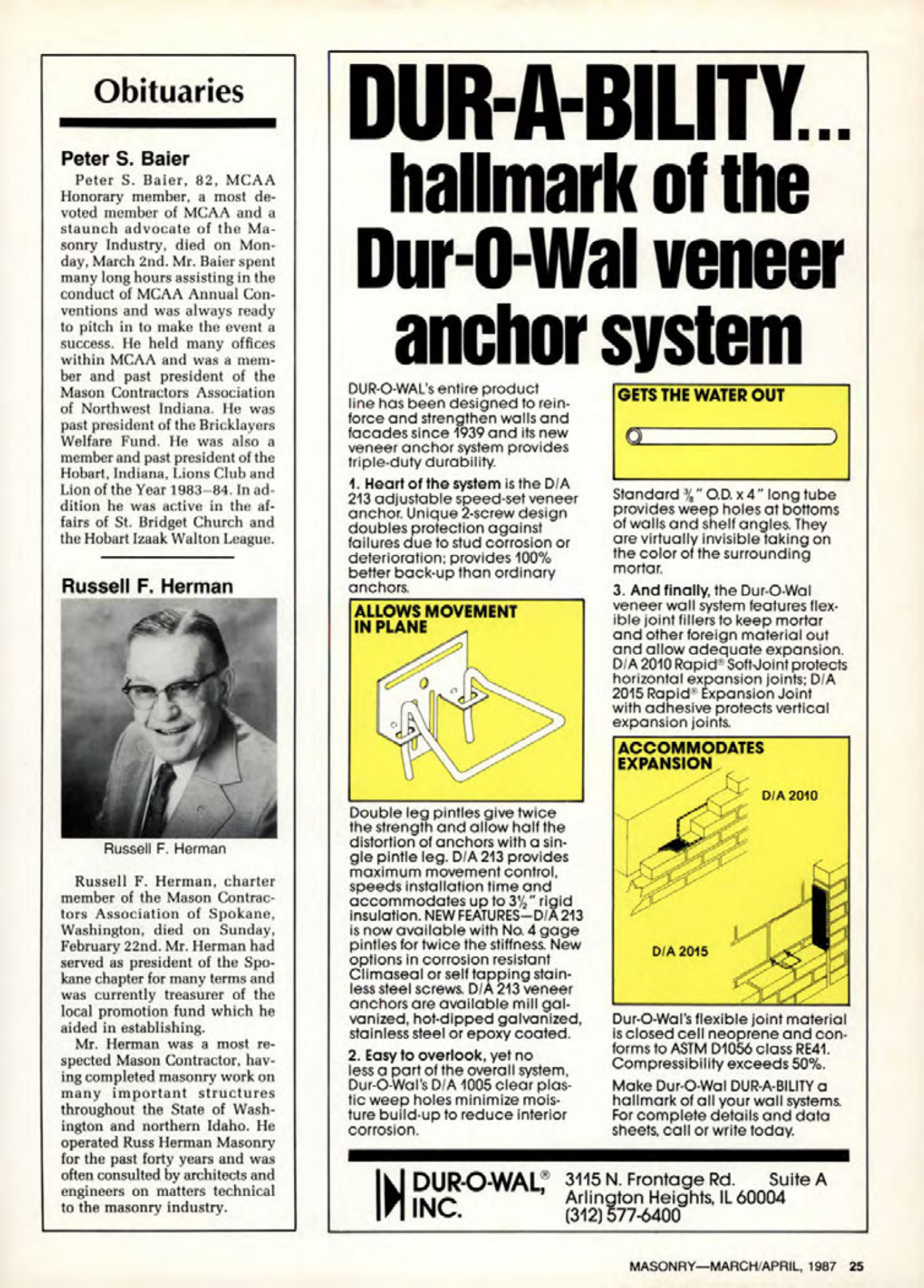 Masonry Magazine April 1987 Page. 25