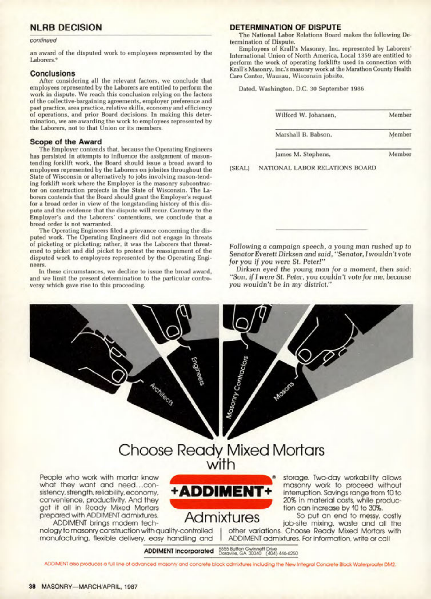 Masonry Magazine April 1987 Page. 38