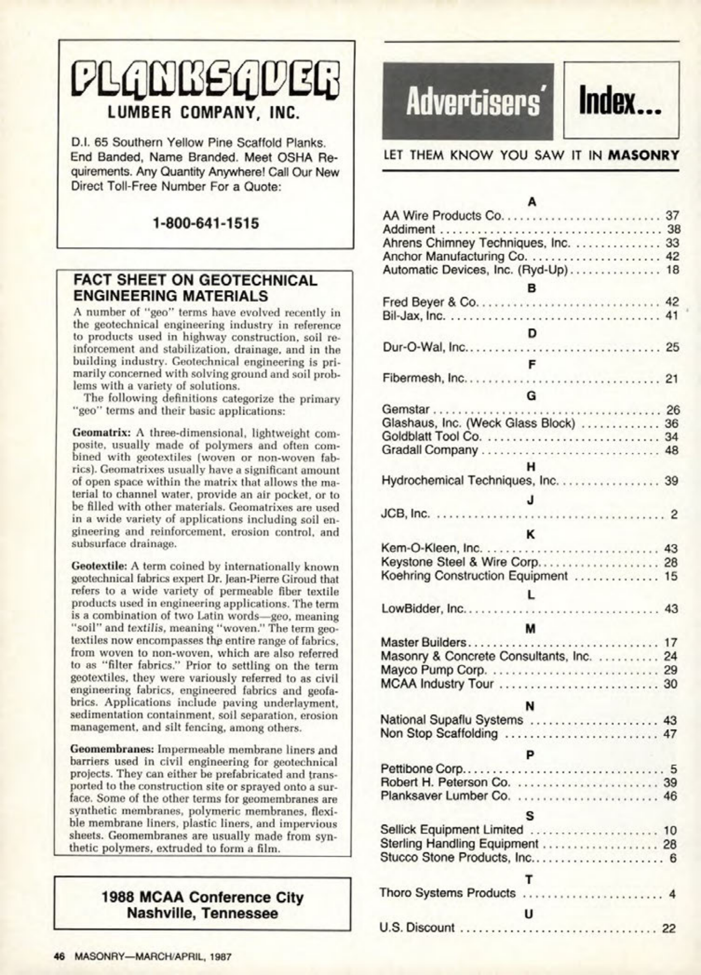 Masonry Magazine April 1987 Page. 46