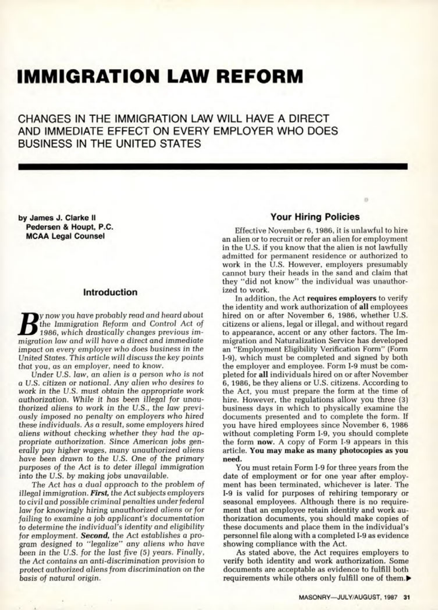 Masonry Magazine August 1987 Page. 31