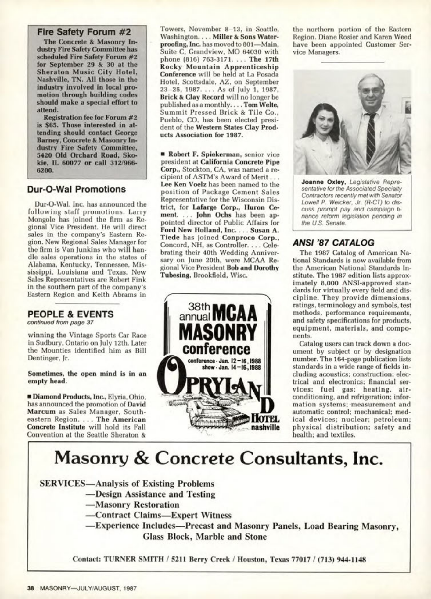 Masonry Magazine August 1987 Page. 38