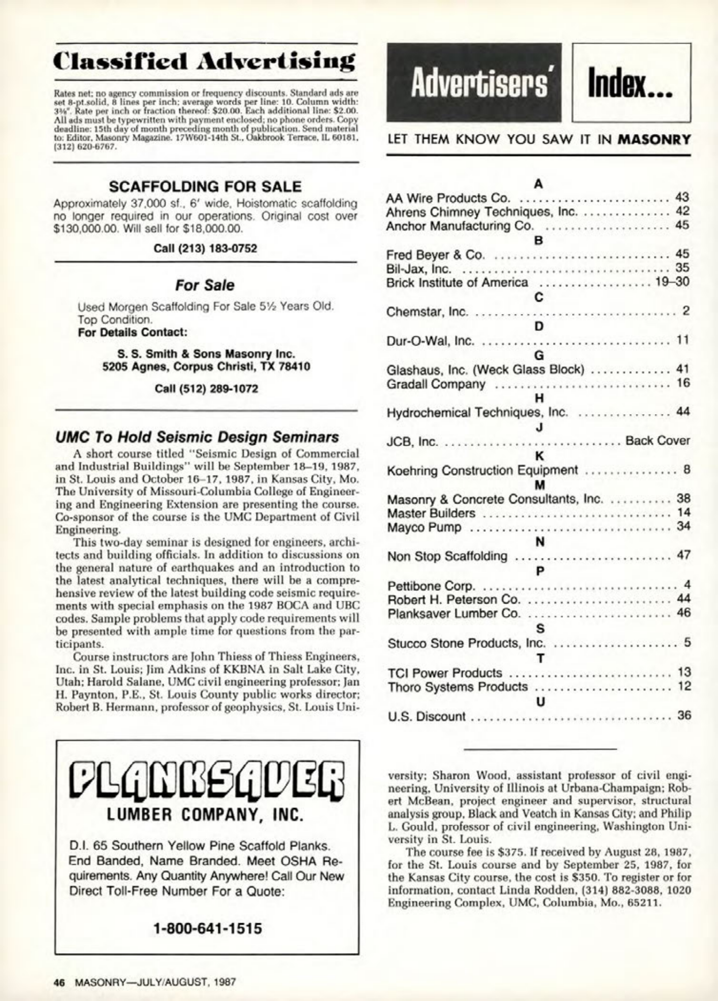 Masonry Magazine August 1987 Page. 46