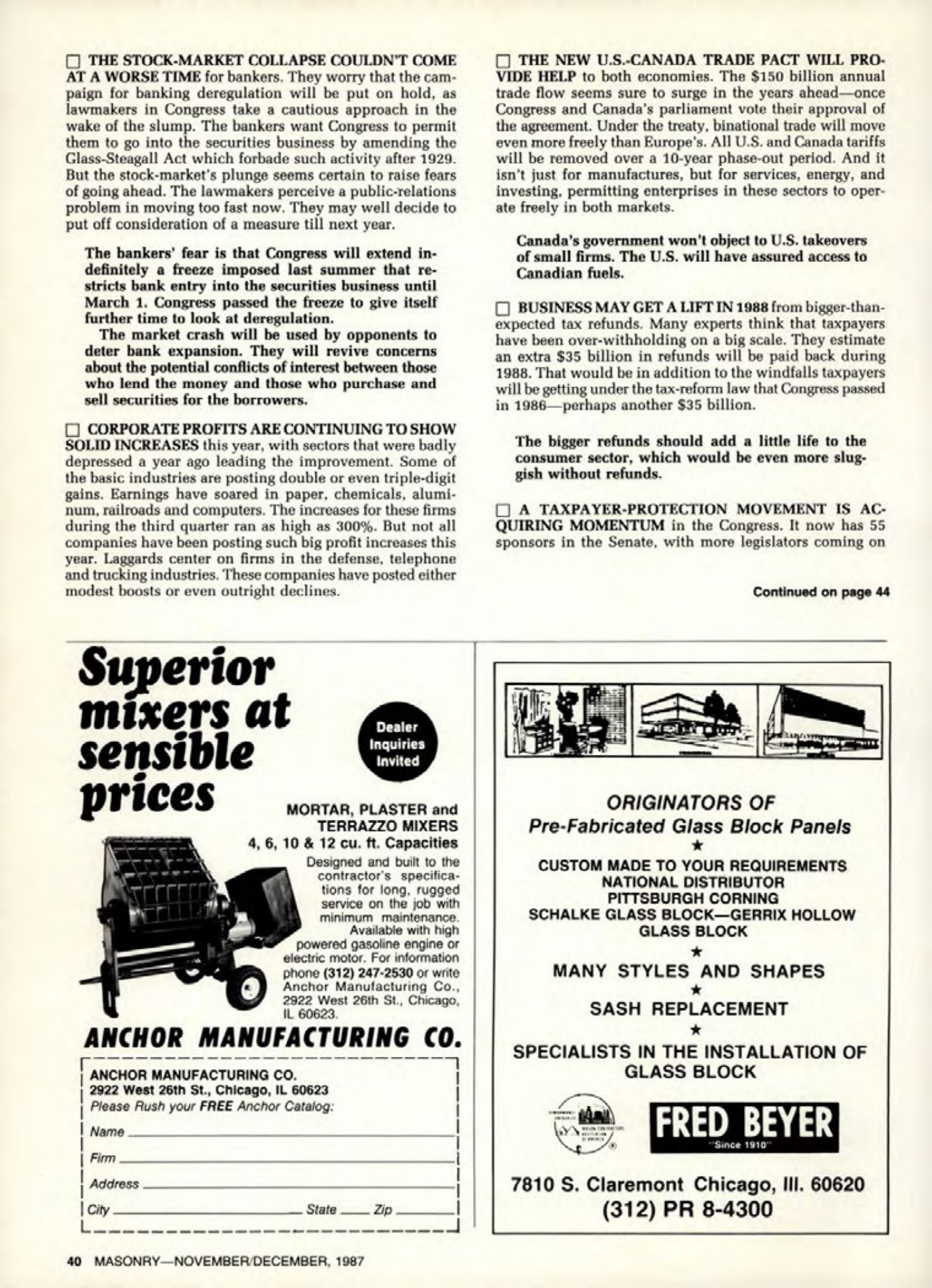 Masonry Magazine December 1987 Page. 40