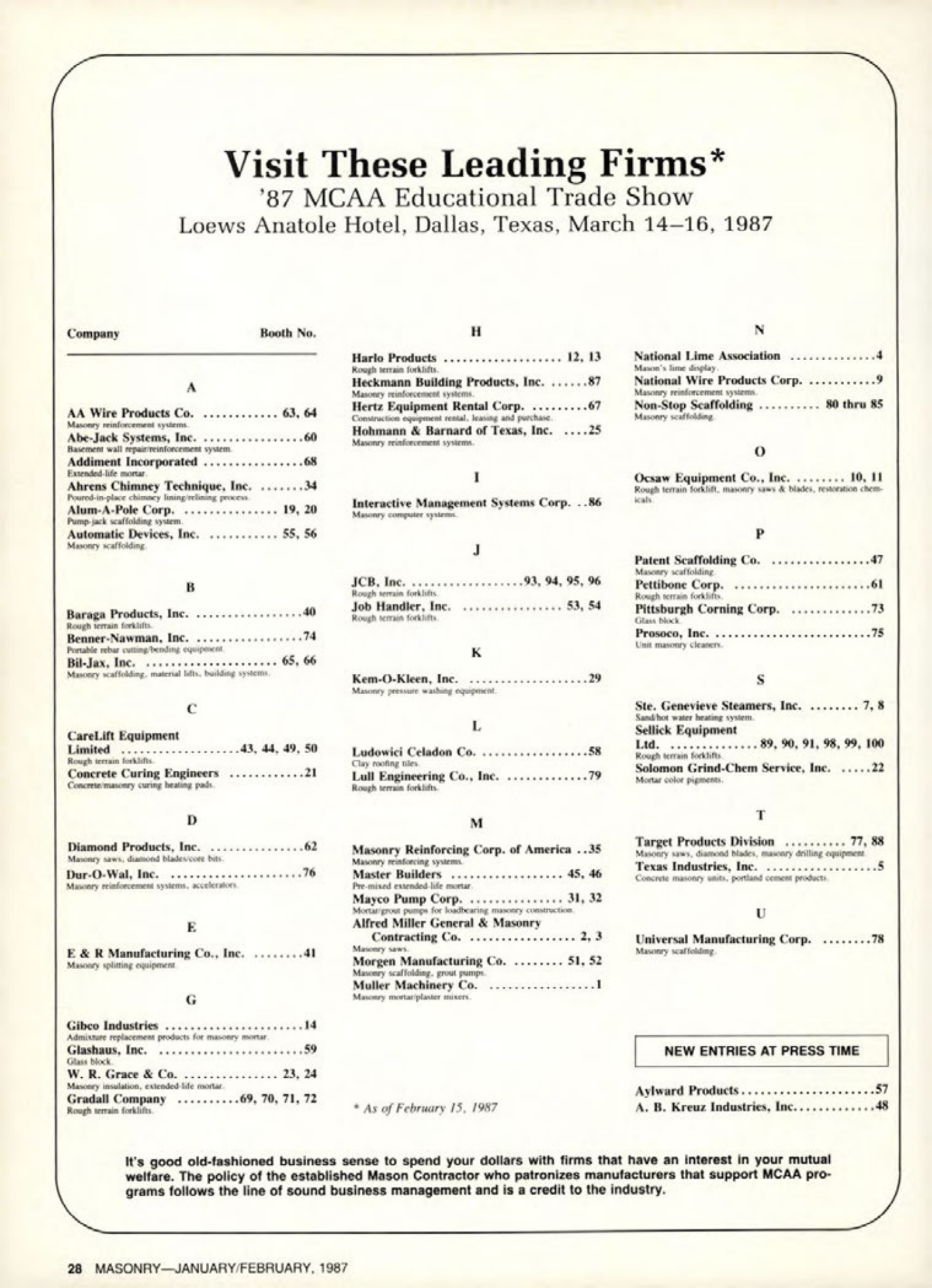 Masonry Magazine February 1987 Page. 28