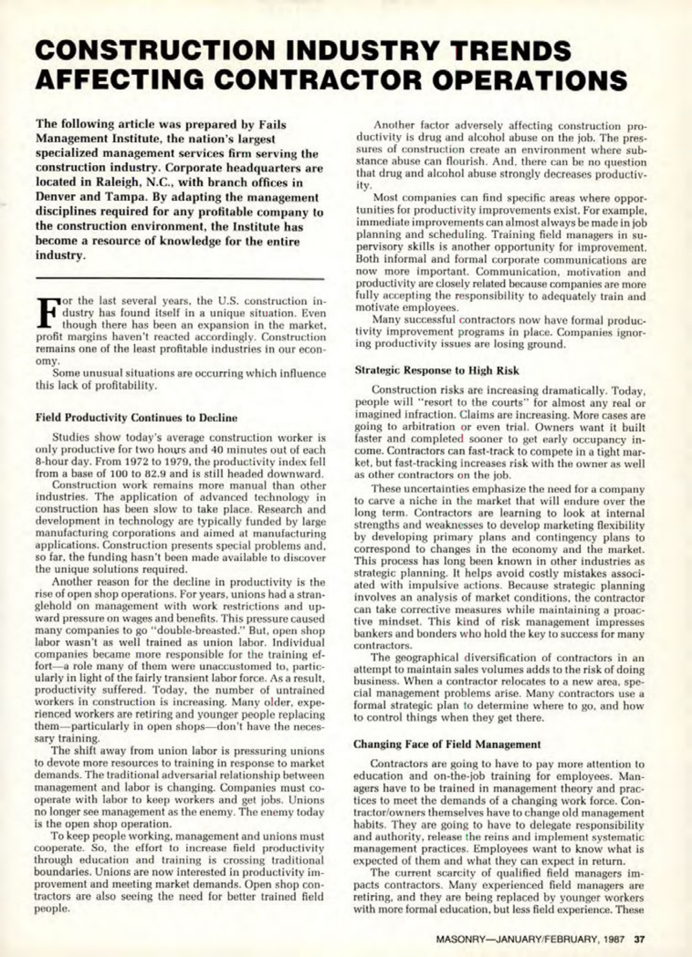 Masonry Magazine February 1987 Page. 37