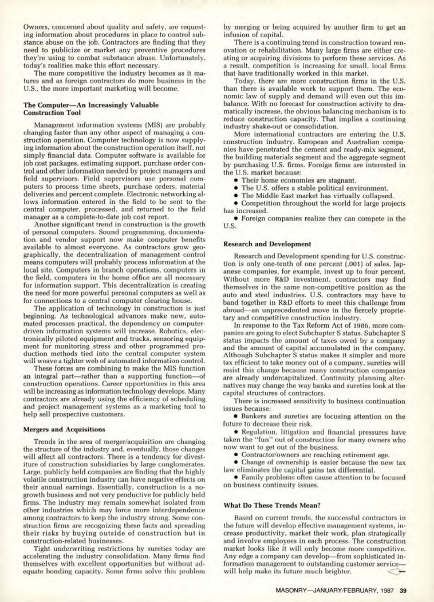 Masonry Magazine February 1987 Page. 39