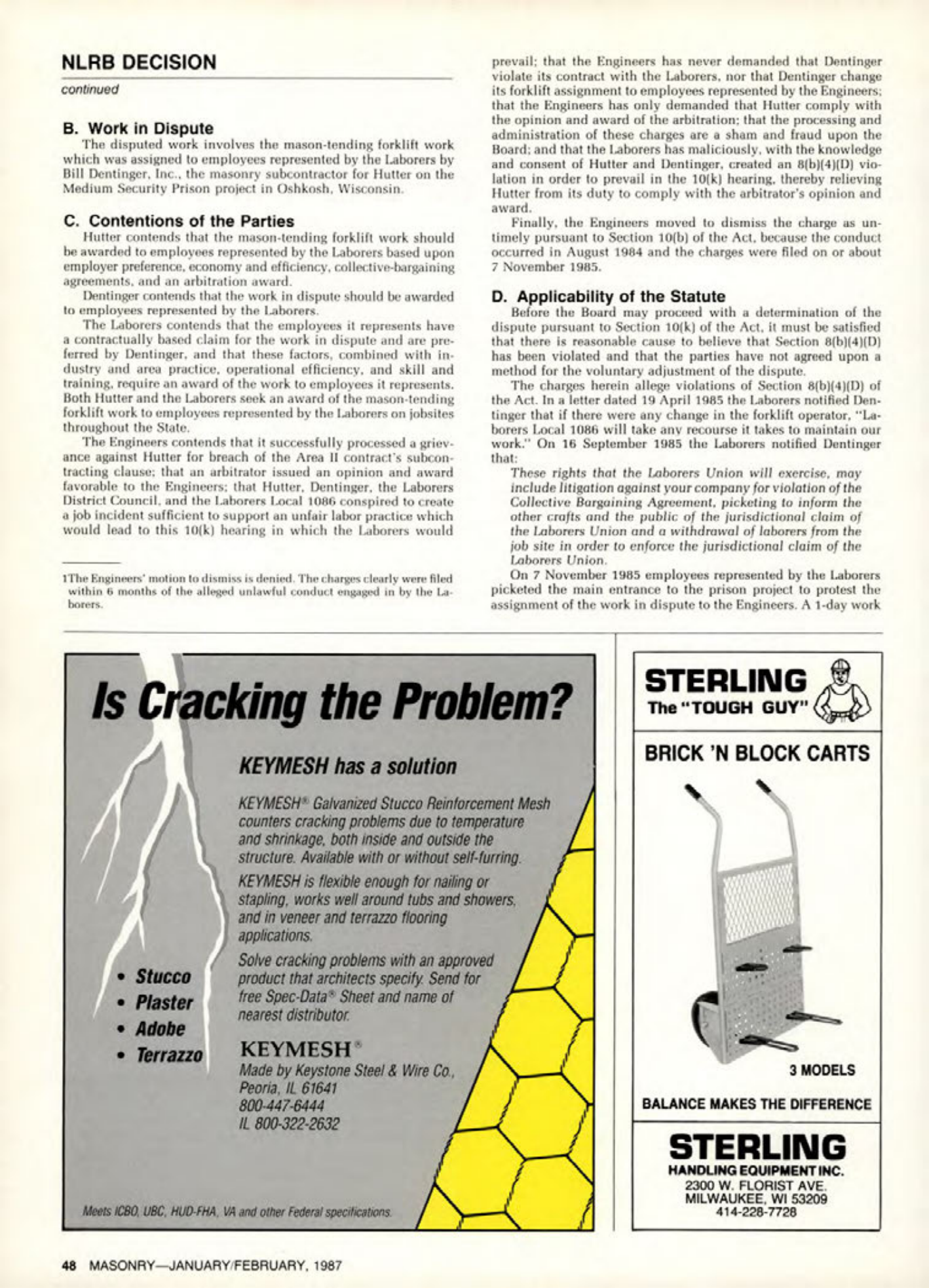 Masonry Magazine February 1987 Page. 48