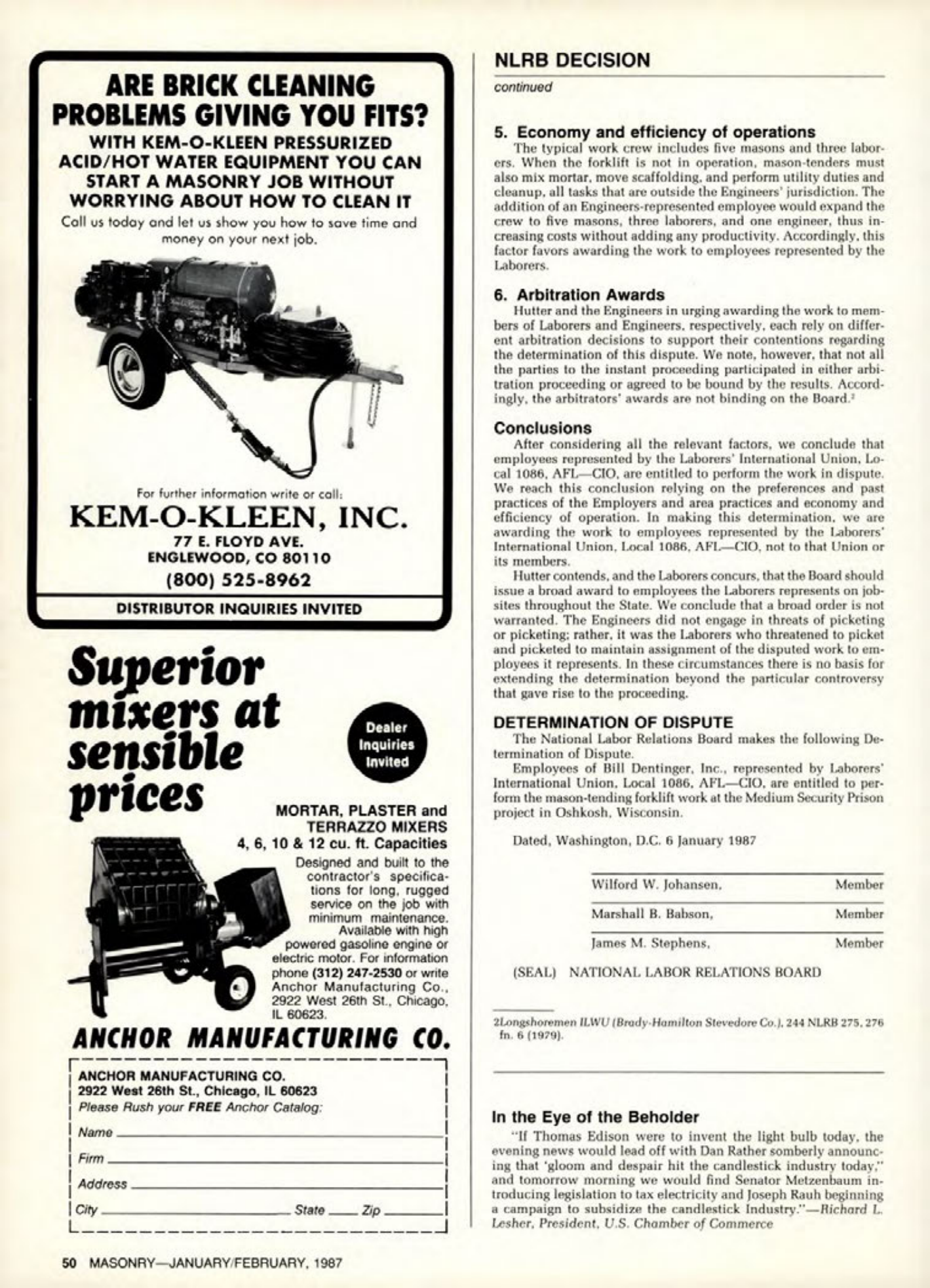 Masonry Magazine February 1987 Page. 50