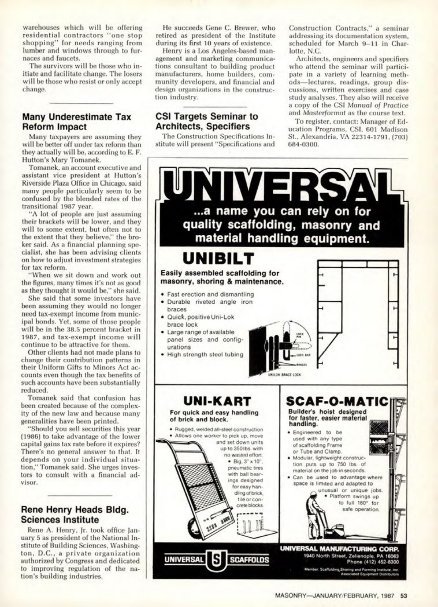 Masonry Magazine February 1987 Page. 53