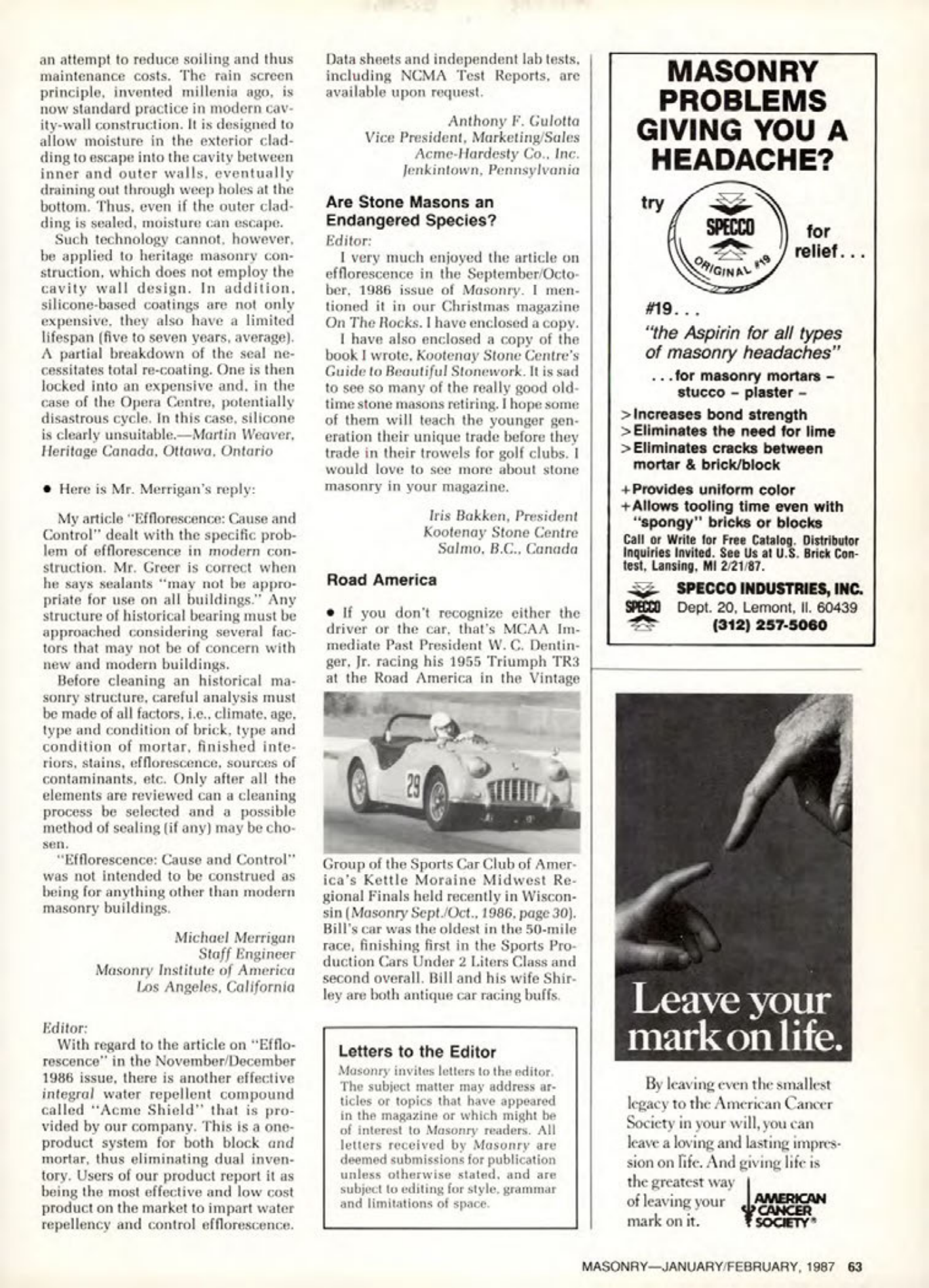 Masonry Magazine February 1987 Page. 63