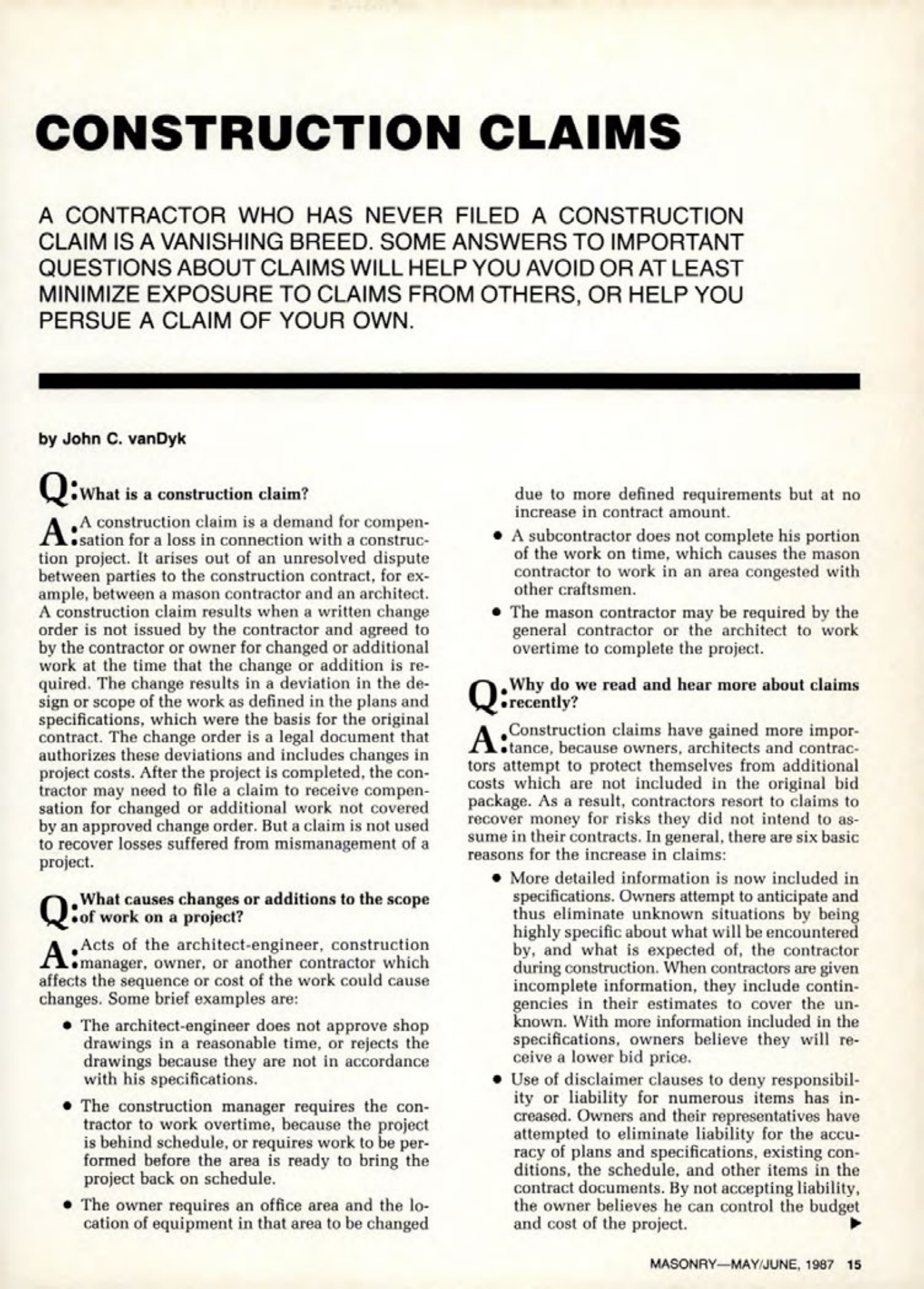 Masonry Magazine June 1987 Page. 15