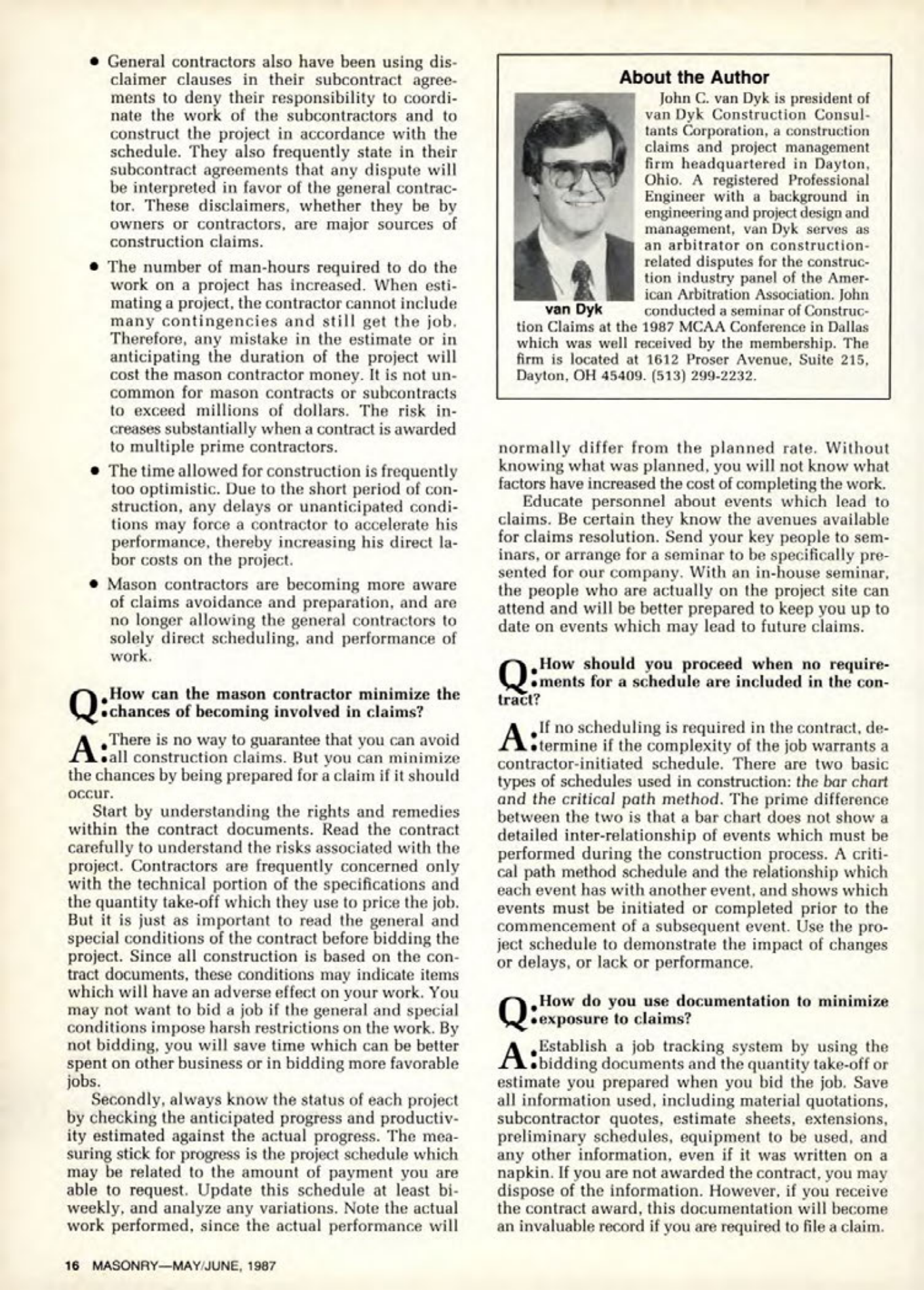 Masonry Magazine June 1987 Page. 16