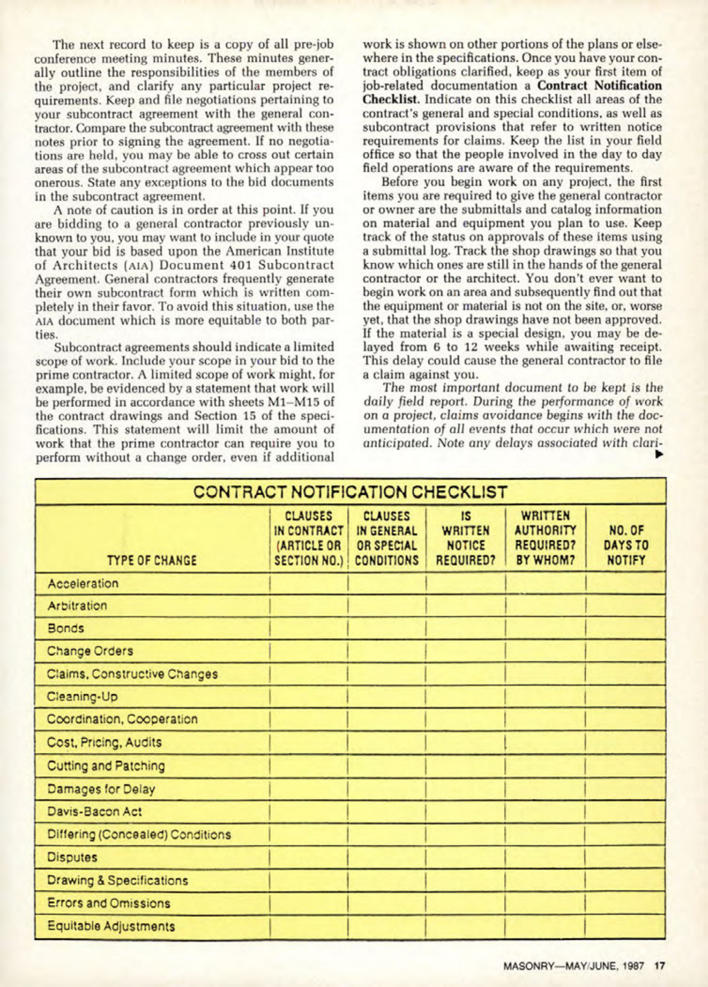 Masonry Magazine June 1987 Page. 17