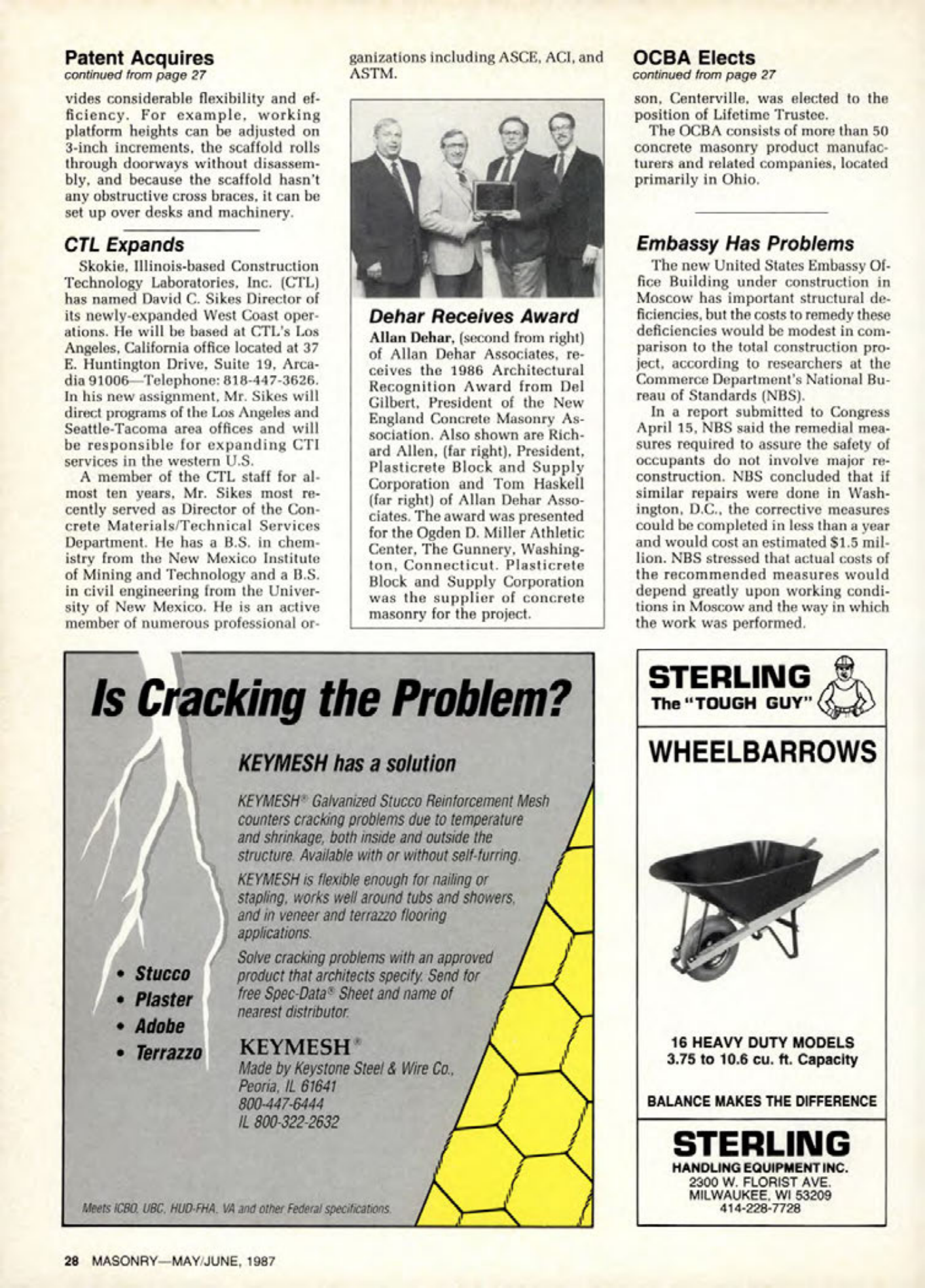 Masonry Magazine June 1987 Page. 28