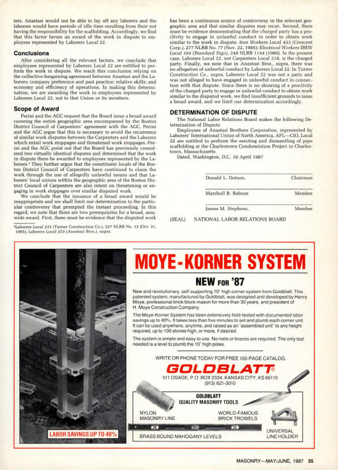 Masonry Magazine June 1987 Page. 35