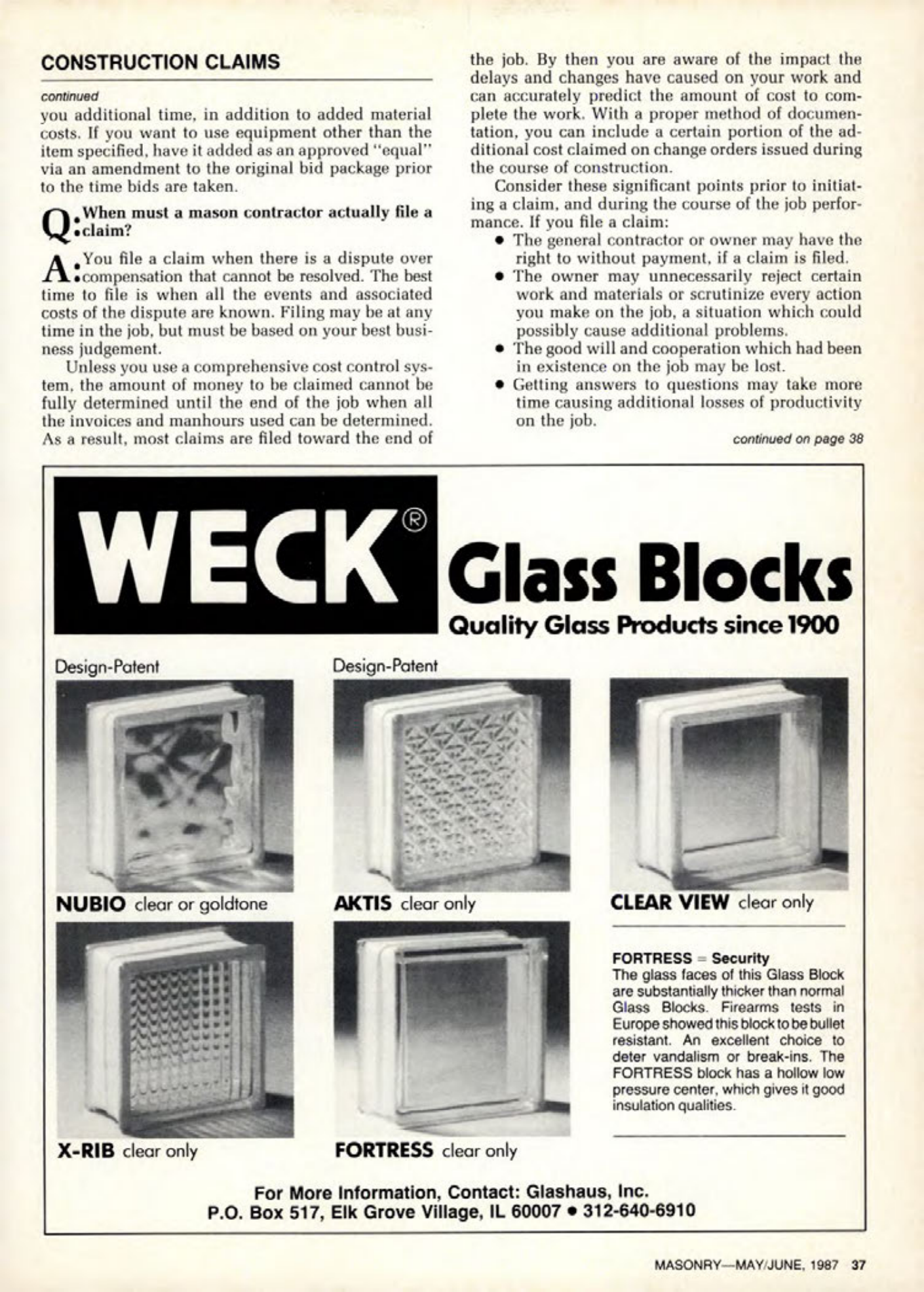 Masonry Magazine June 1987 Page. 37