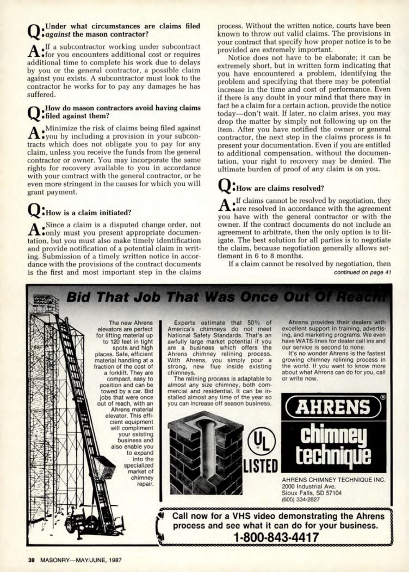 Masonry Magazine June 1987 Page. 38