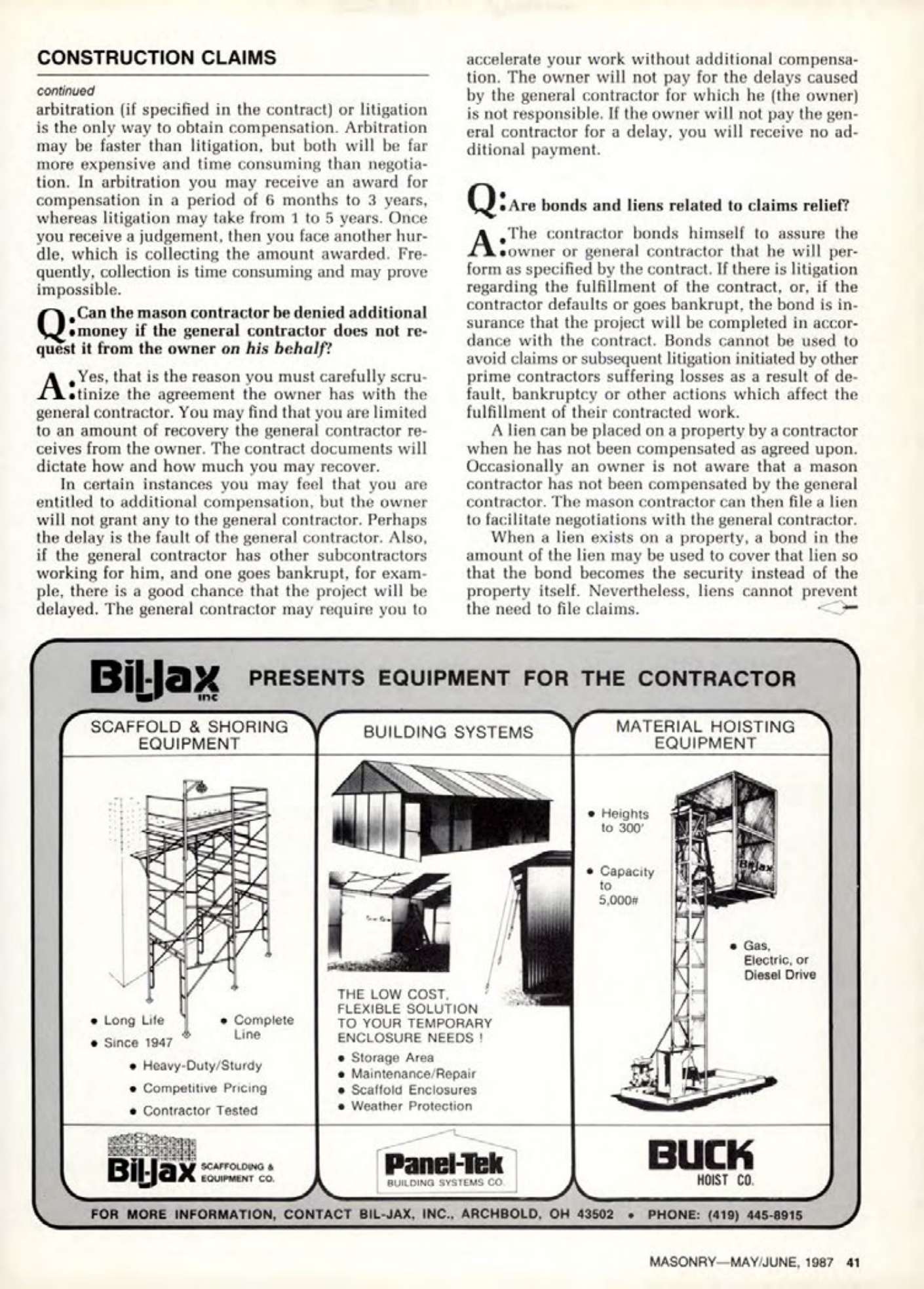 Masonry Magazine June 1987 Page. 41