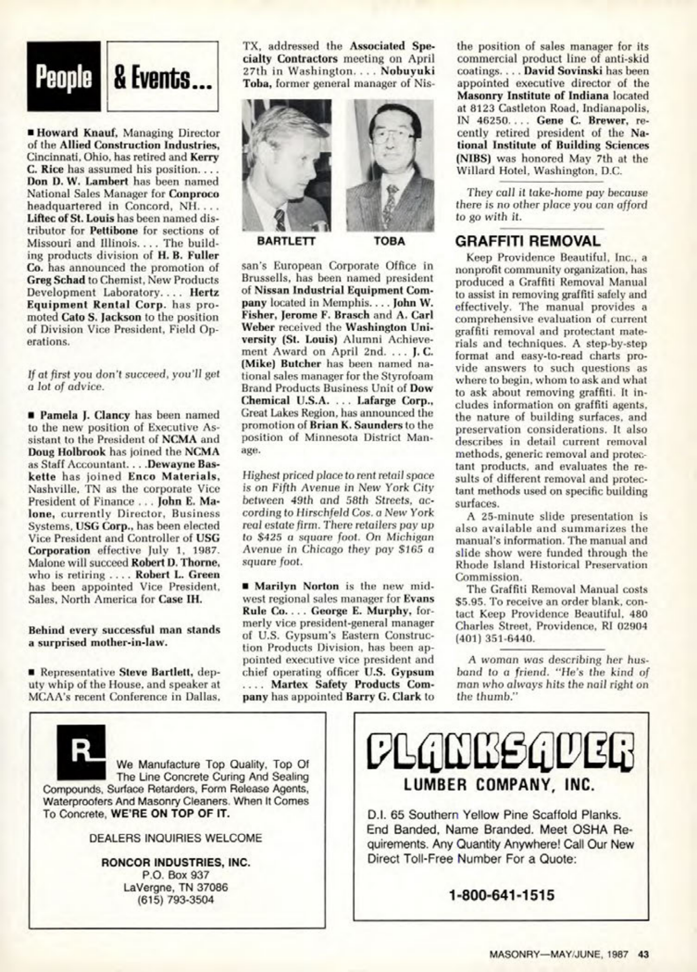 Masonry Magazine June 1987 Page. 43