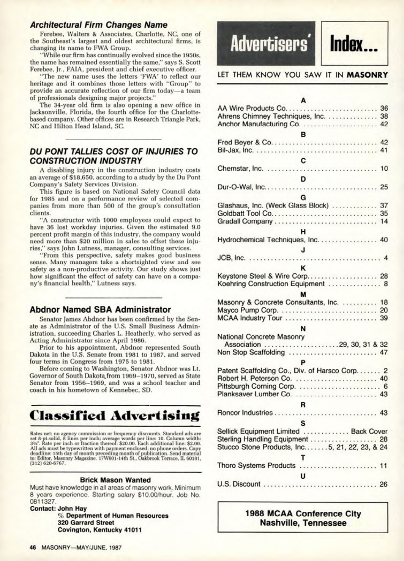 Masonry Magazine June 1987 Page. 46