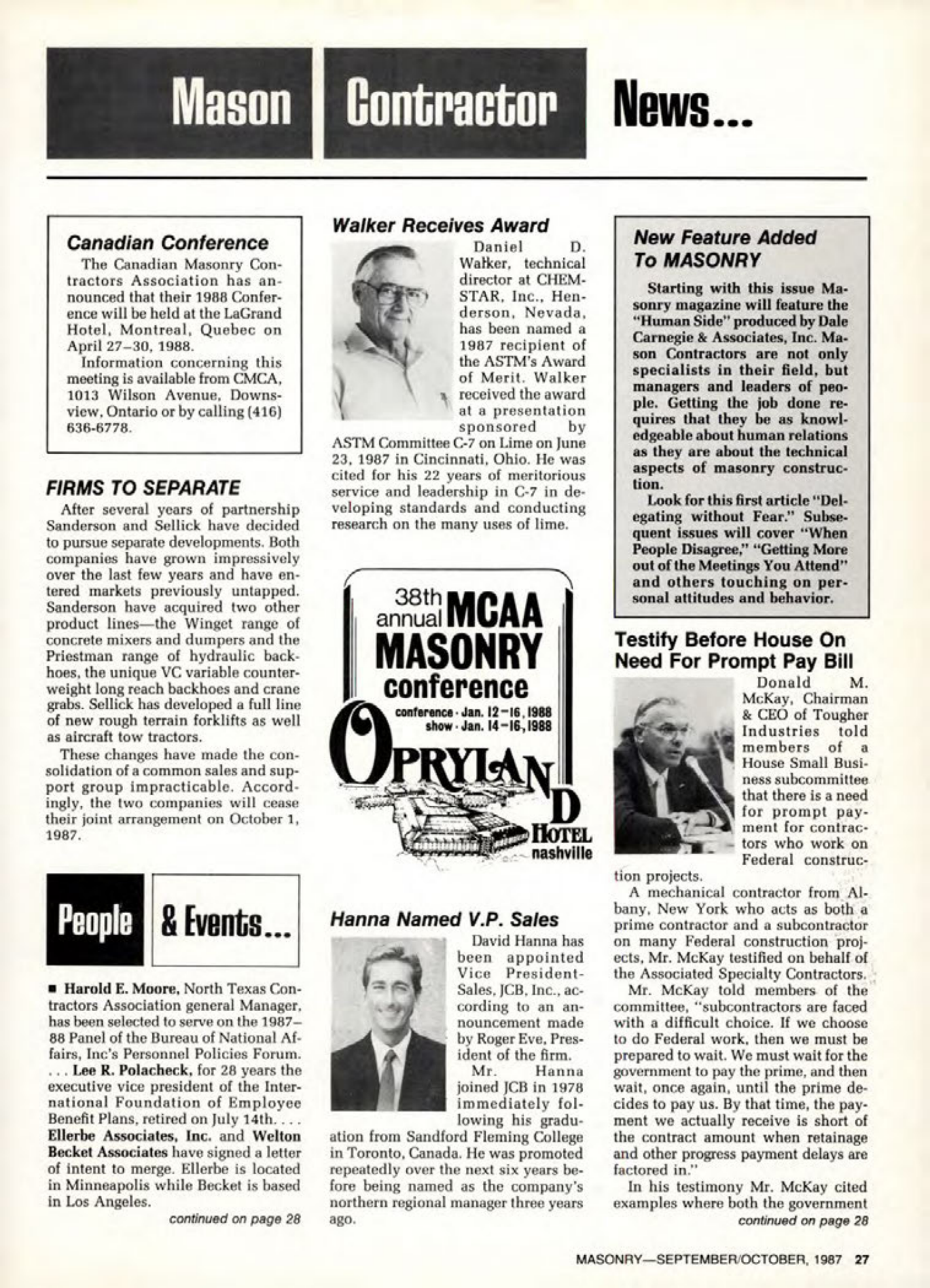 Masonry Magazine October 1987 Page. 27