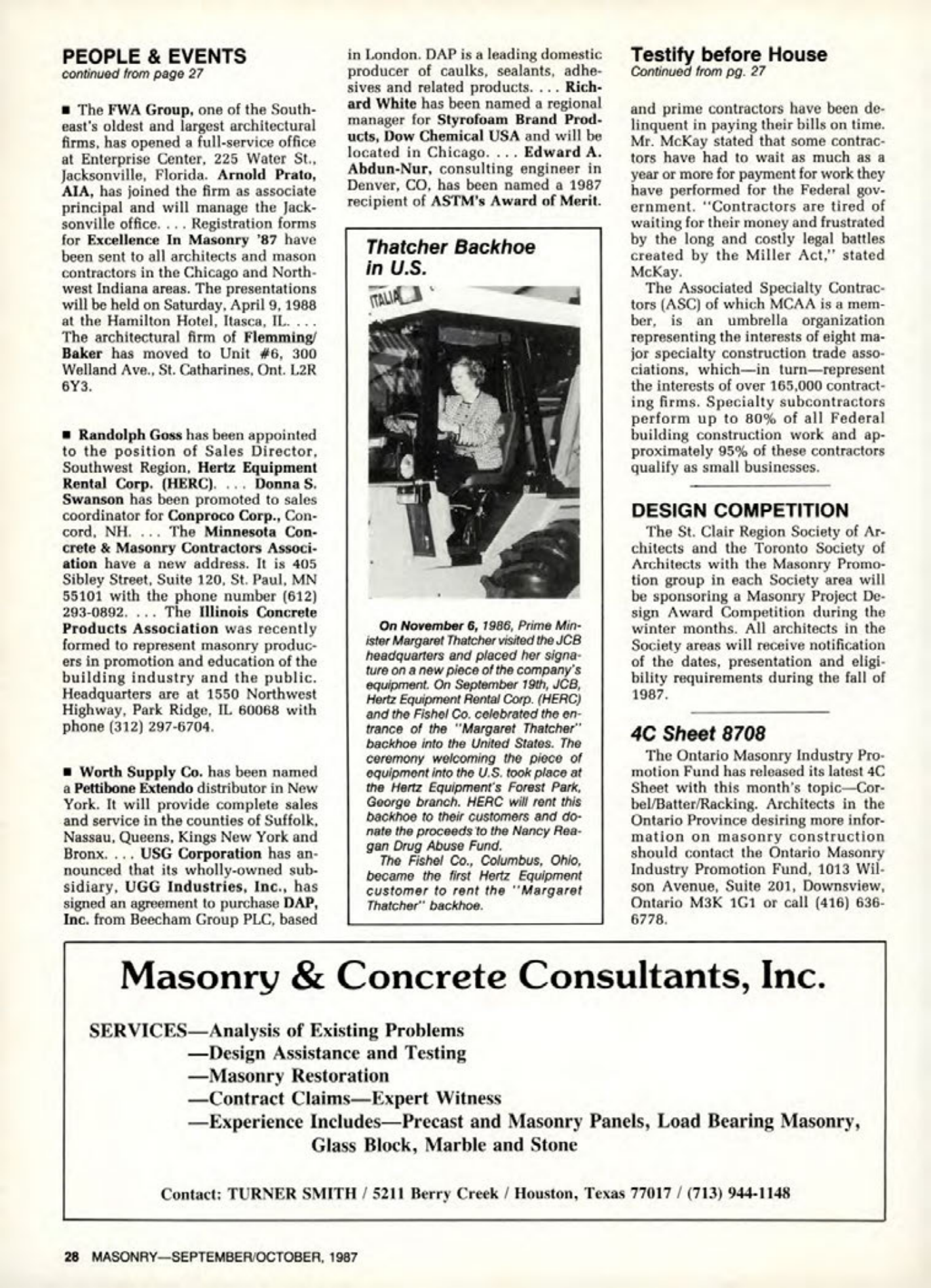 Masonry Magazine October 1987 Page. 28