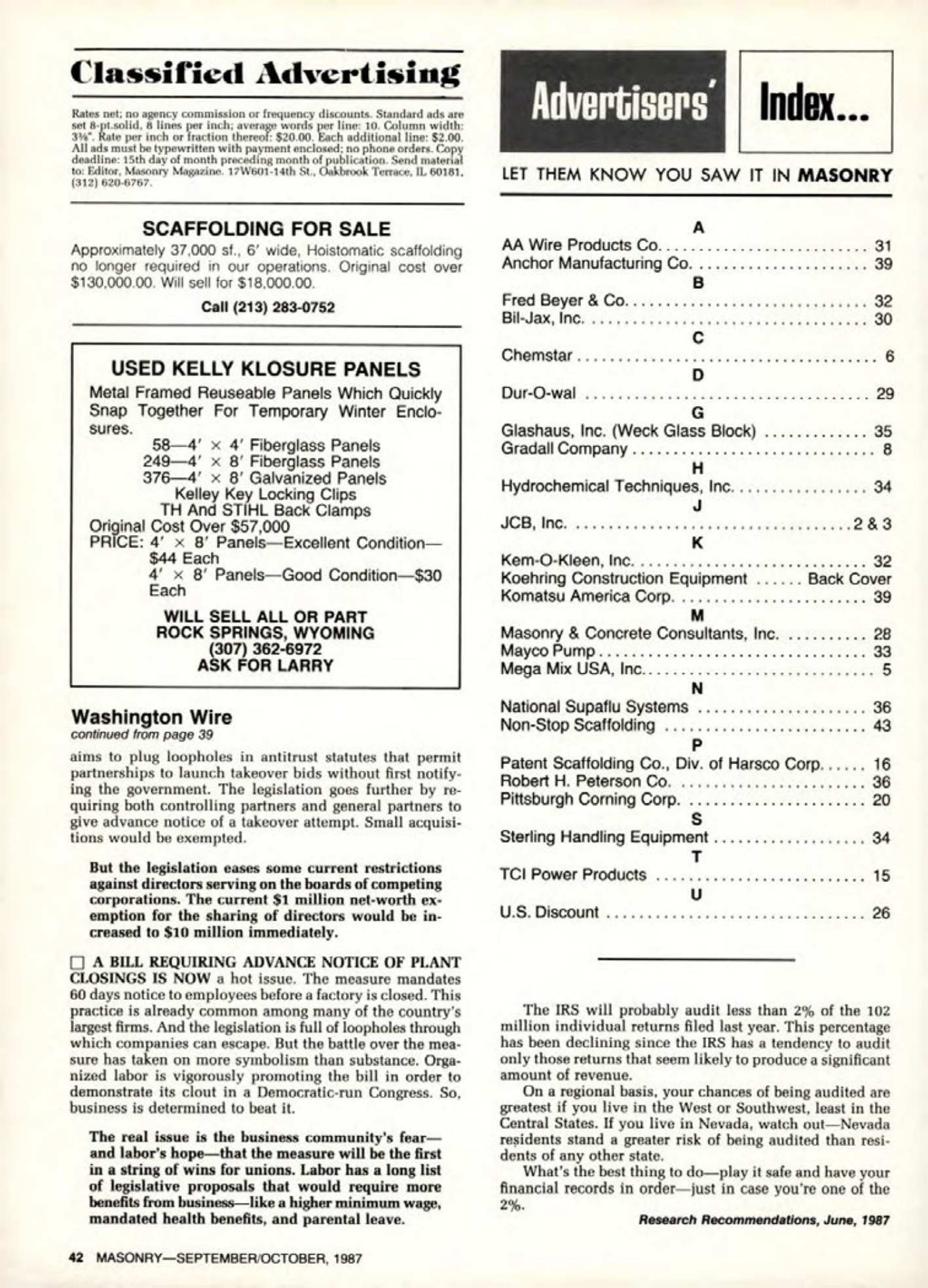 Masonry Magazine October 1987 Page. 42