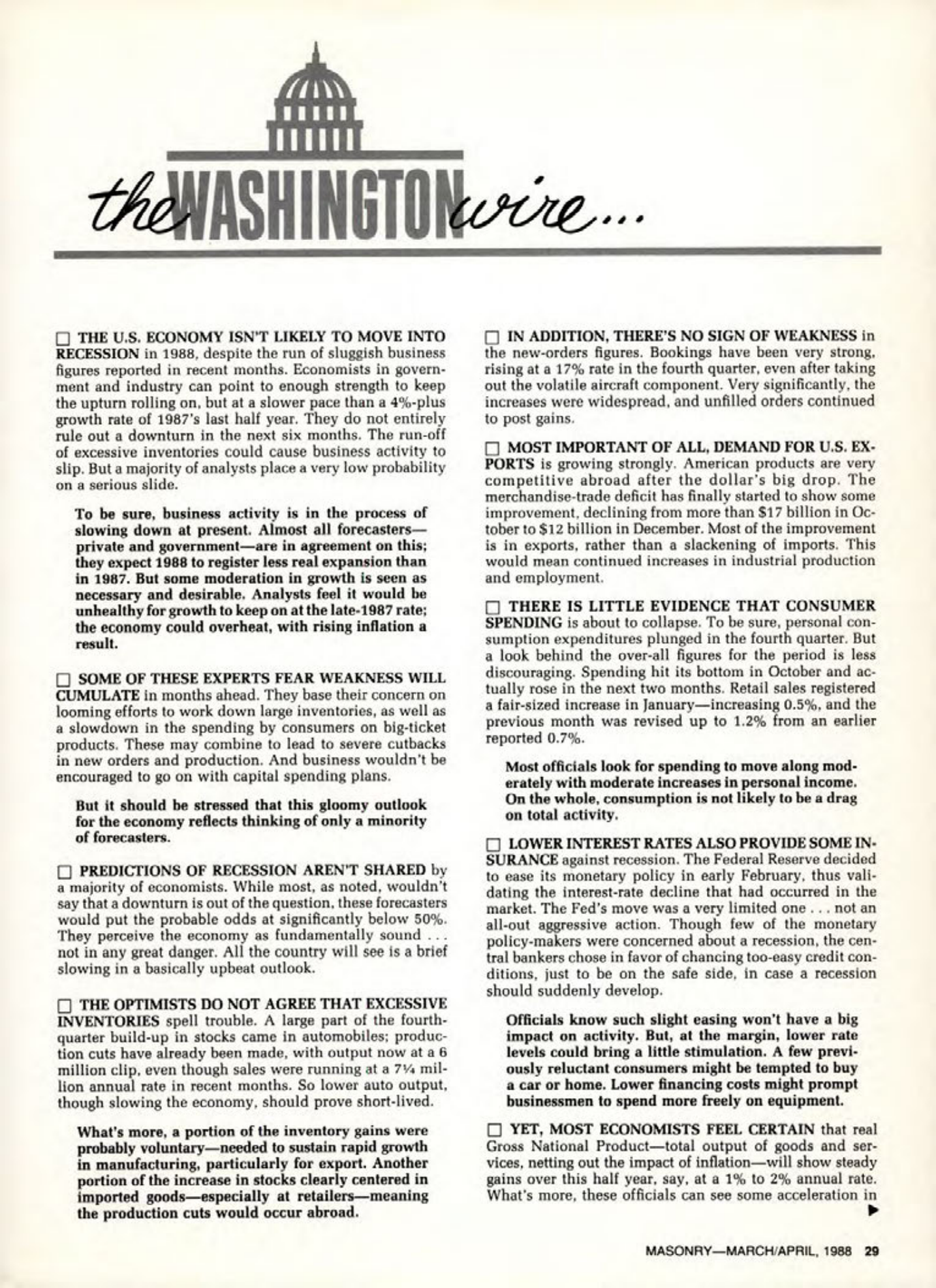 Masonry Magazine April 1988 Page. 29