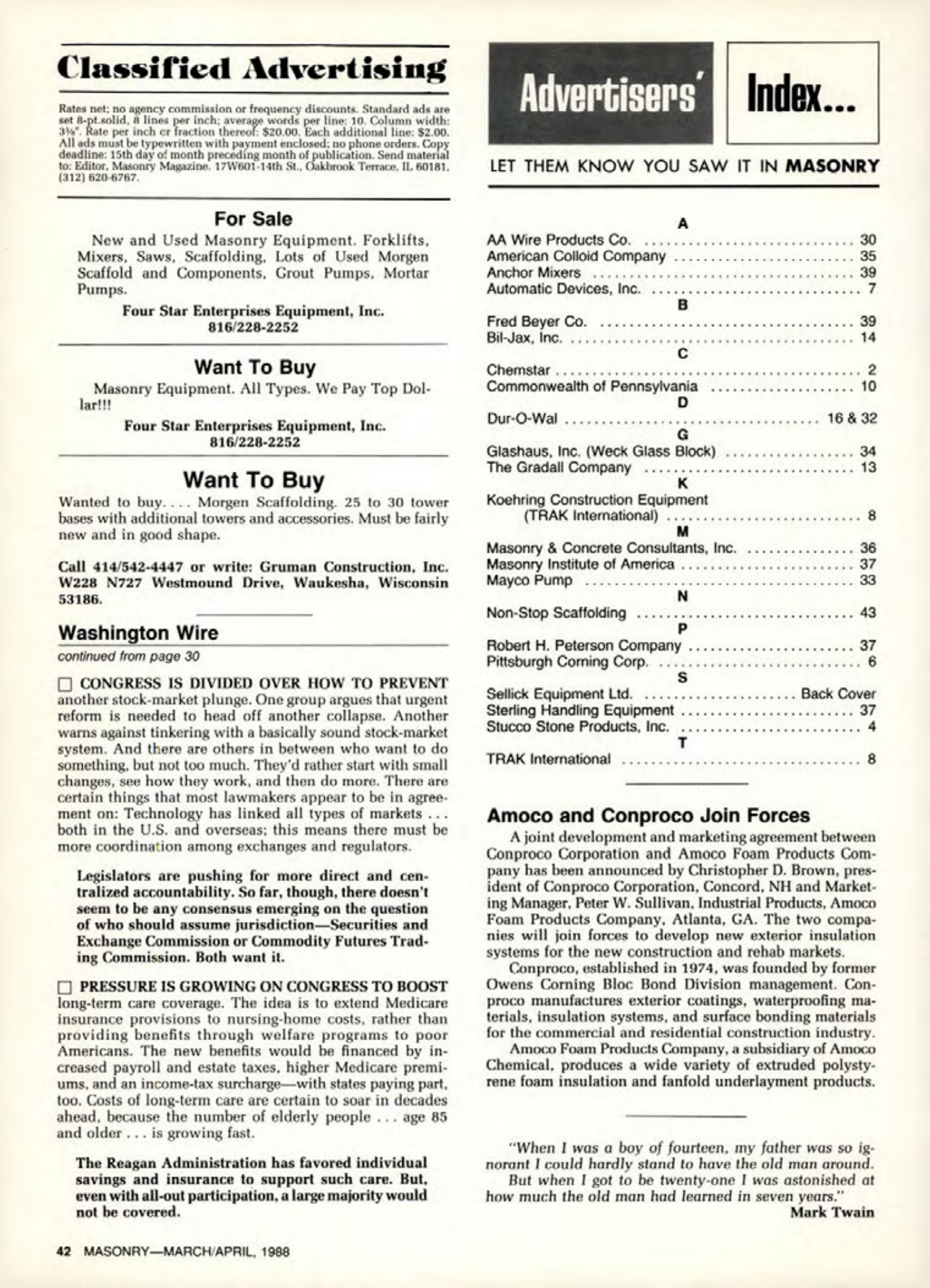 Masonry Magazine April 1988 Page. 42