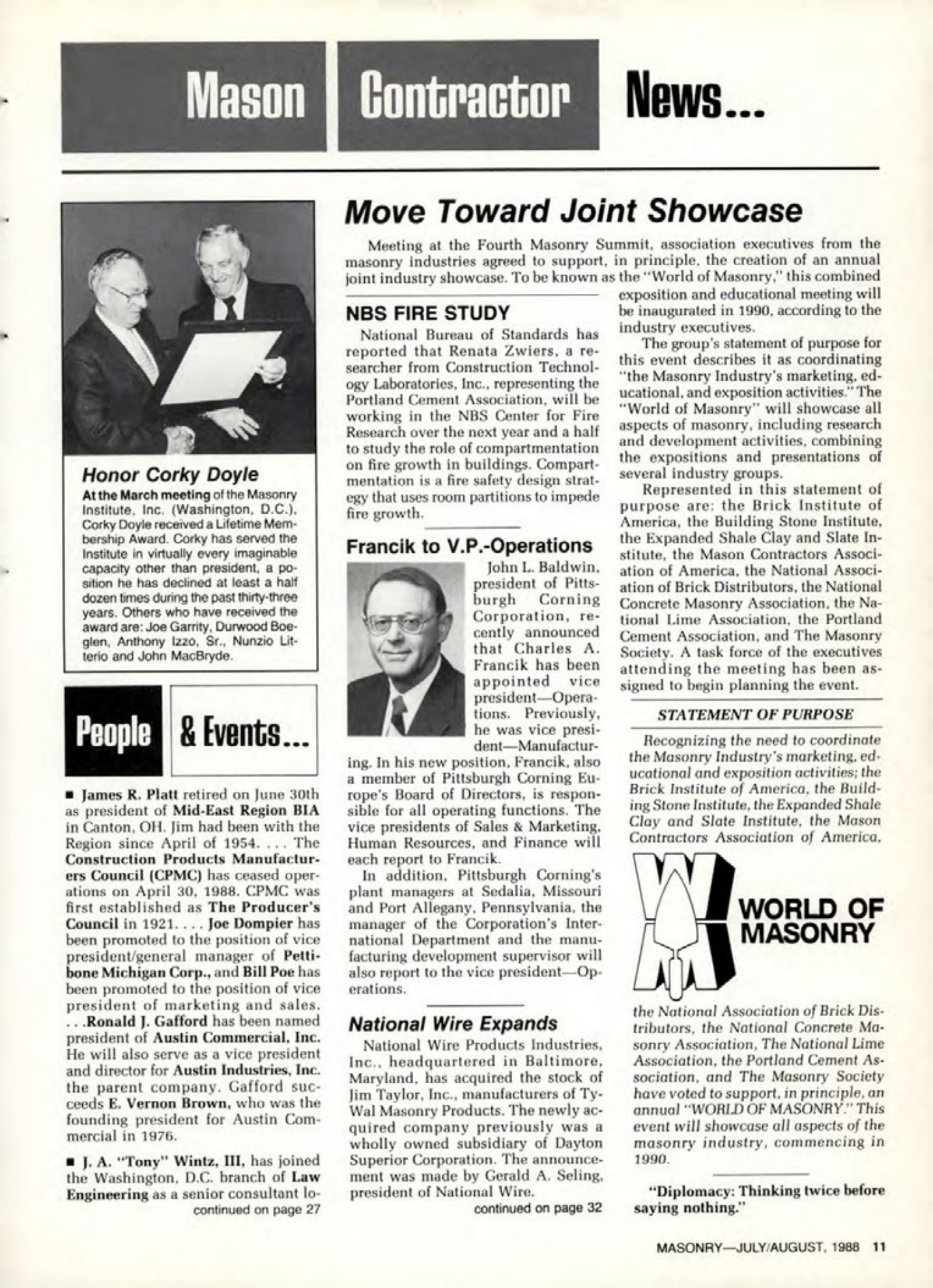 Masonry Magazine August 1988 Page. 11