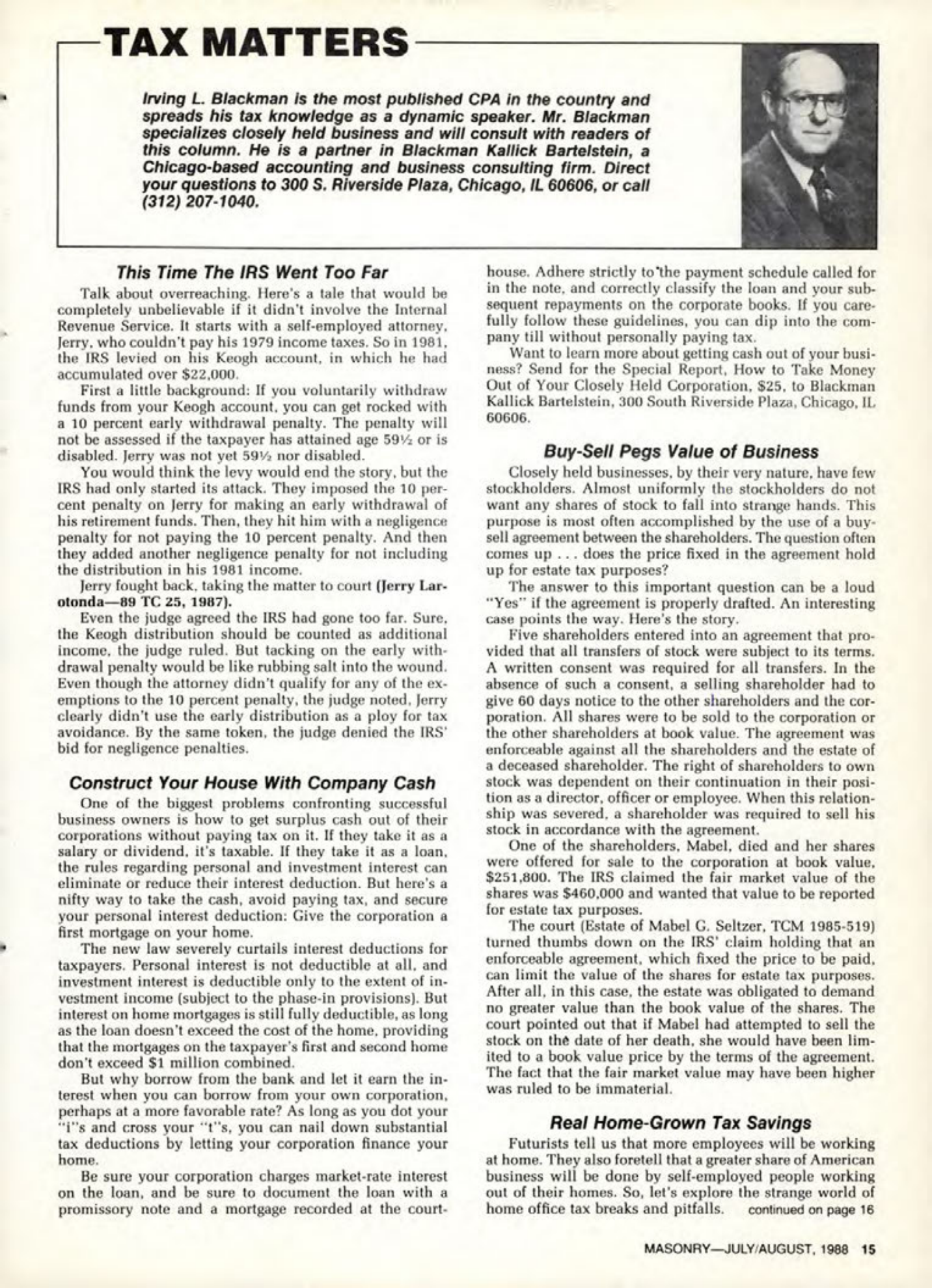 Masonry Magazine August 1988 Page. 15