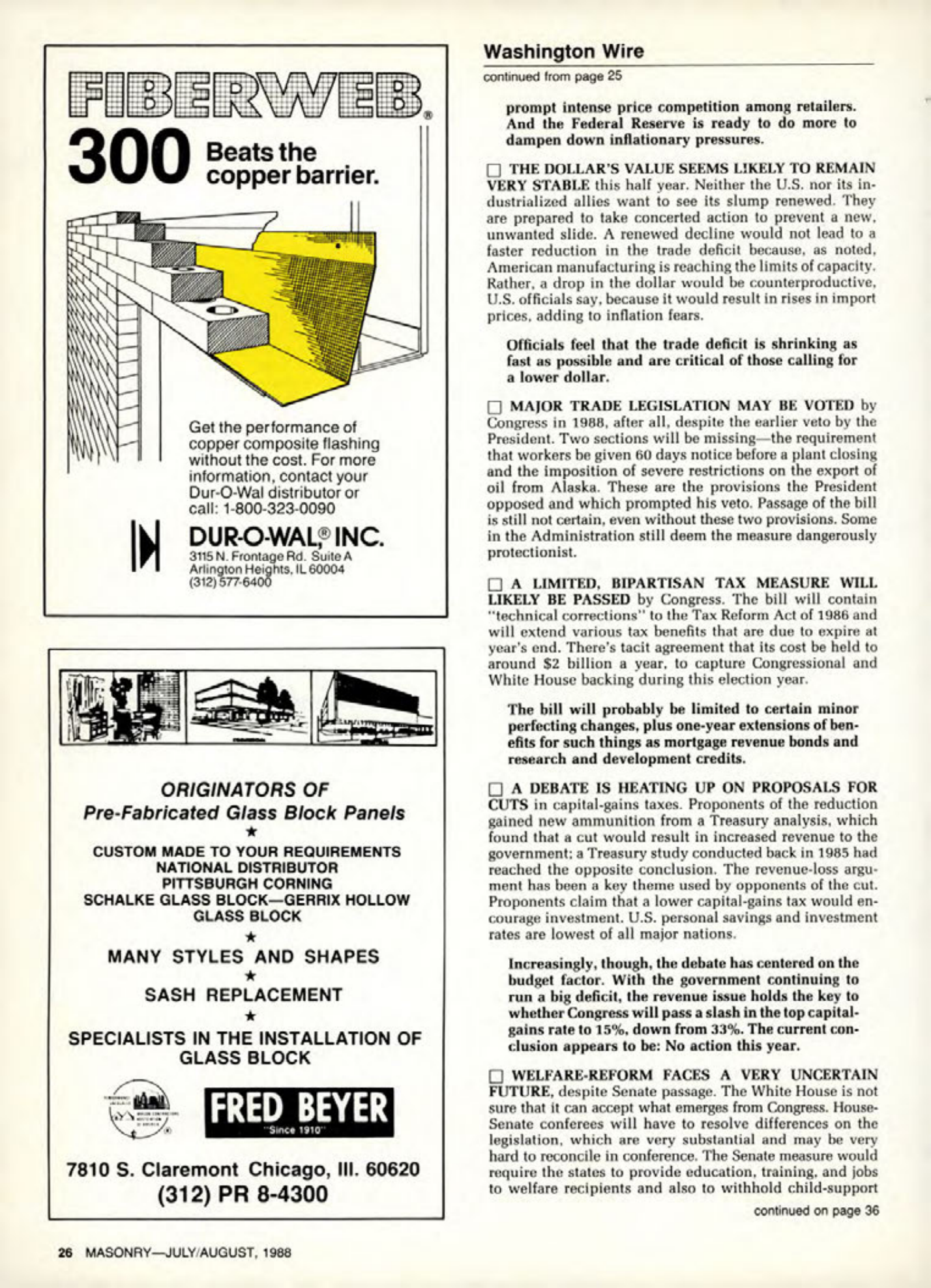 Masonry Magazine August 1988 Page. 26