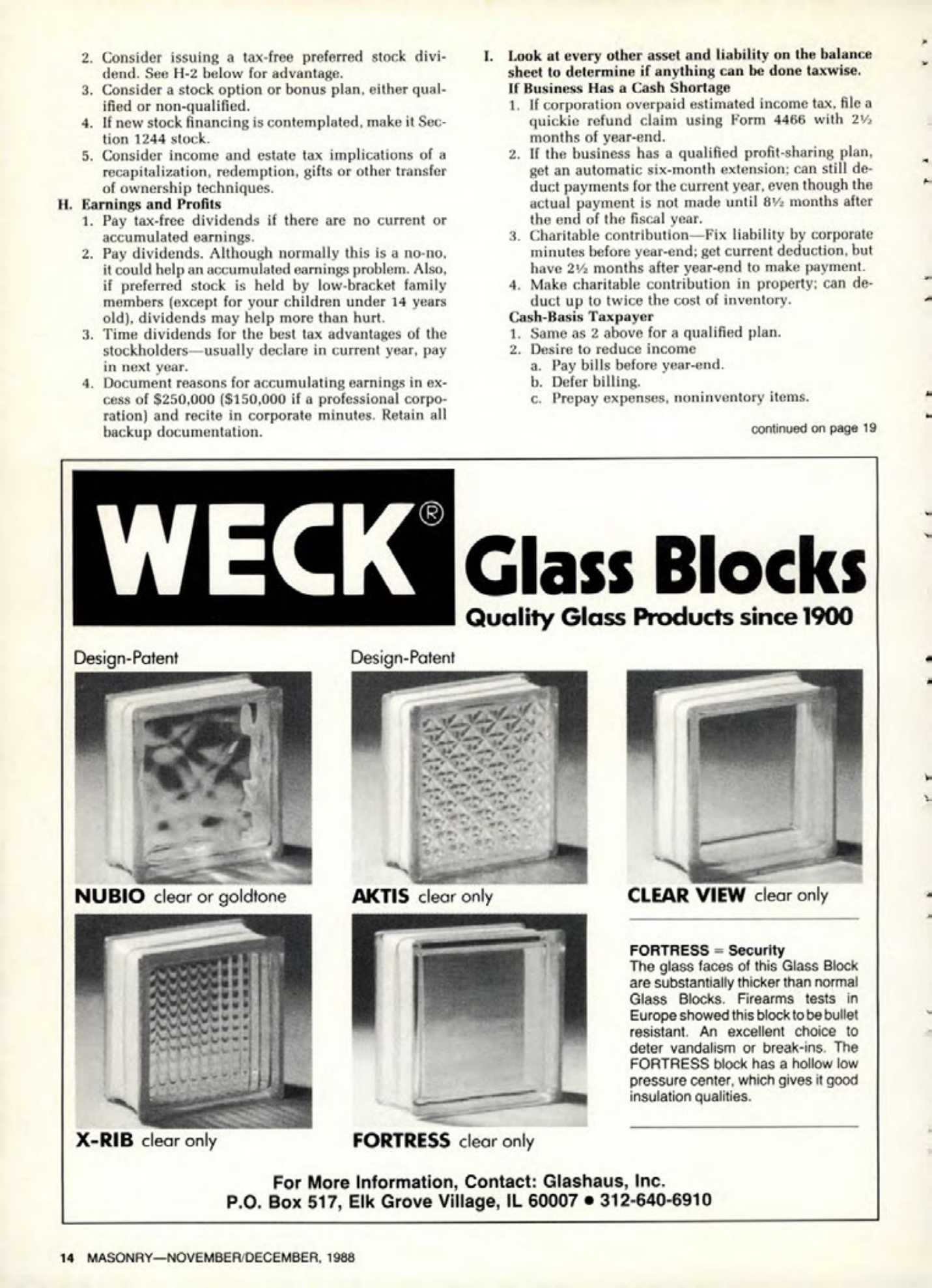 Masonry Magazine December 1988 Page. 14