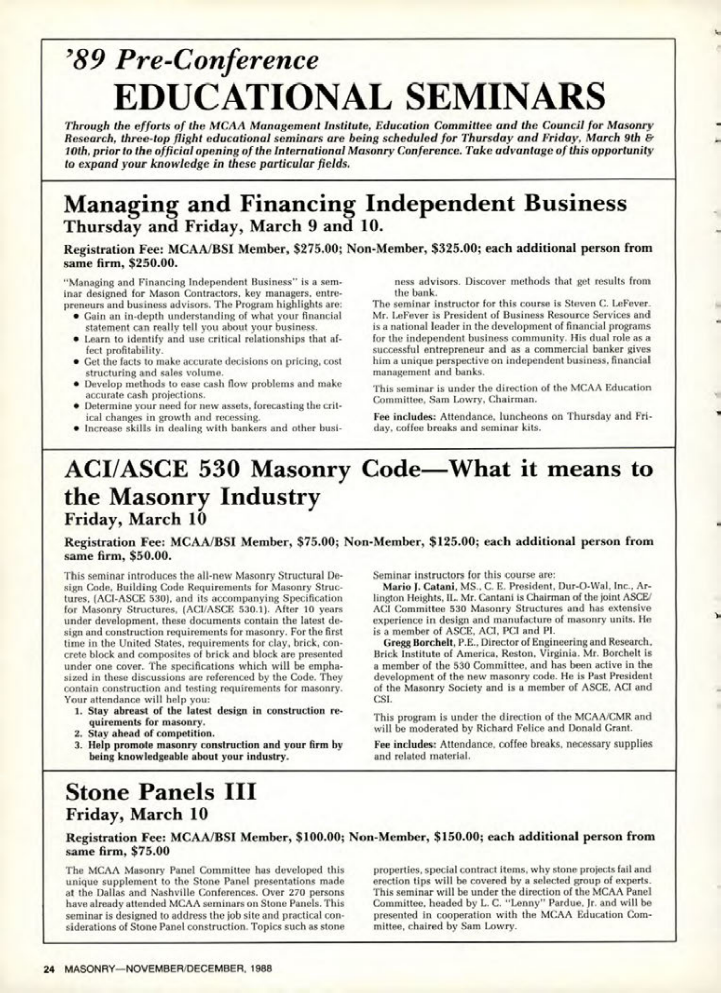 Masonry Magazine December 1988 Page. 24