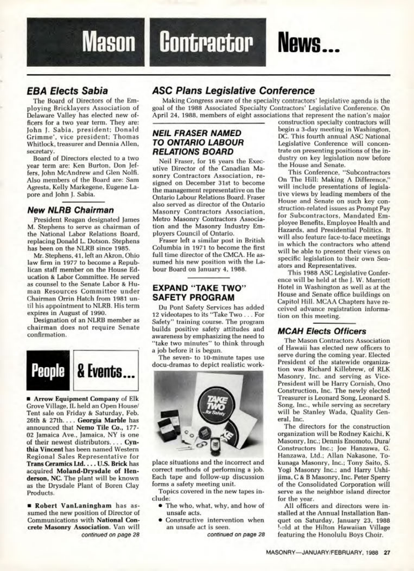 Masonry Magazine February 1988 Page. 27