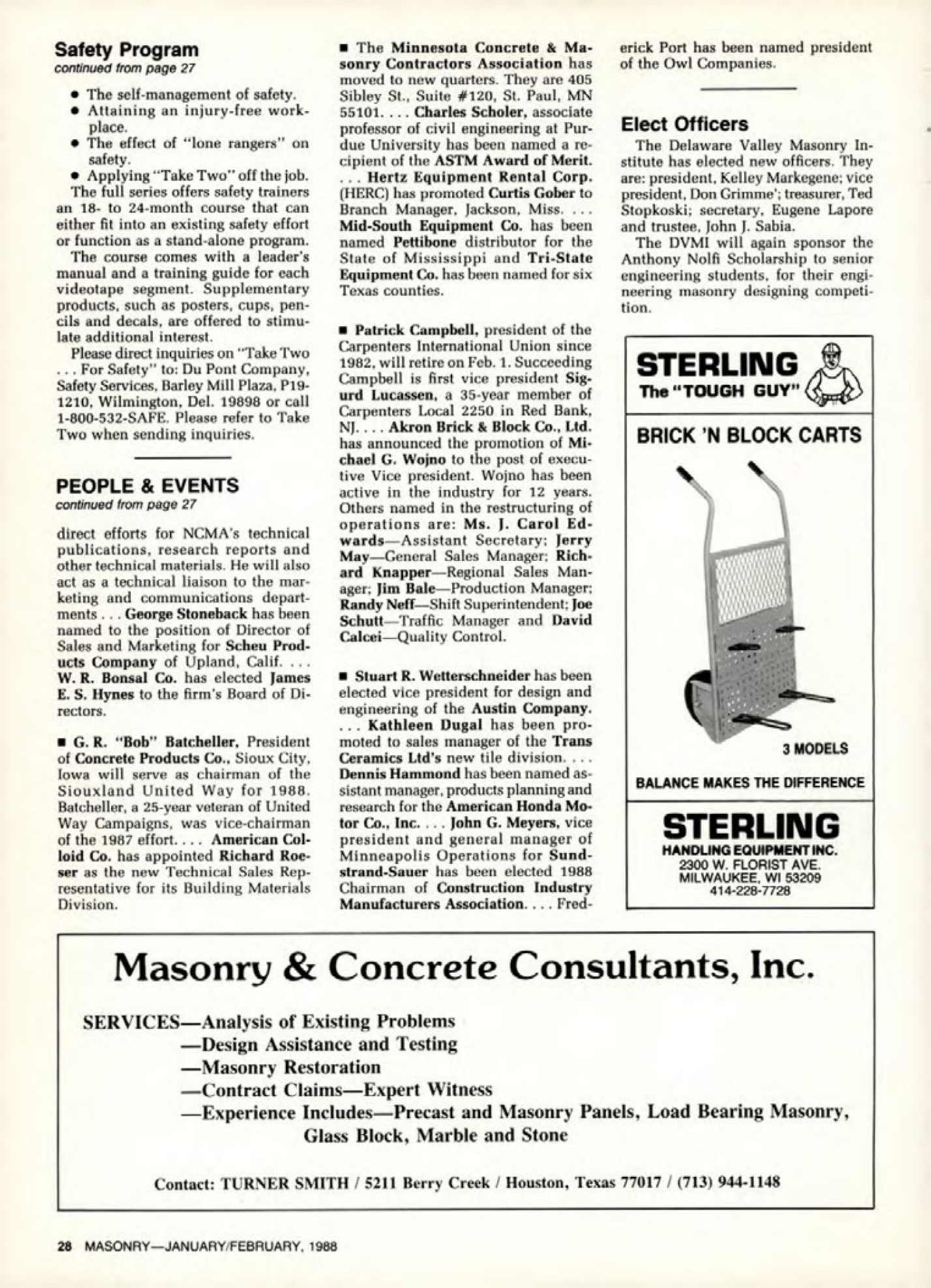 Masonry Magazine February 1988 Page. 28
