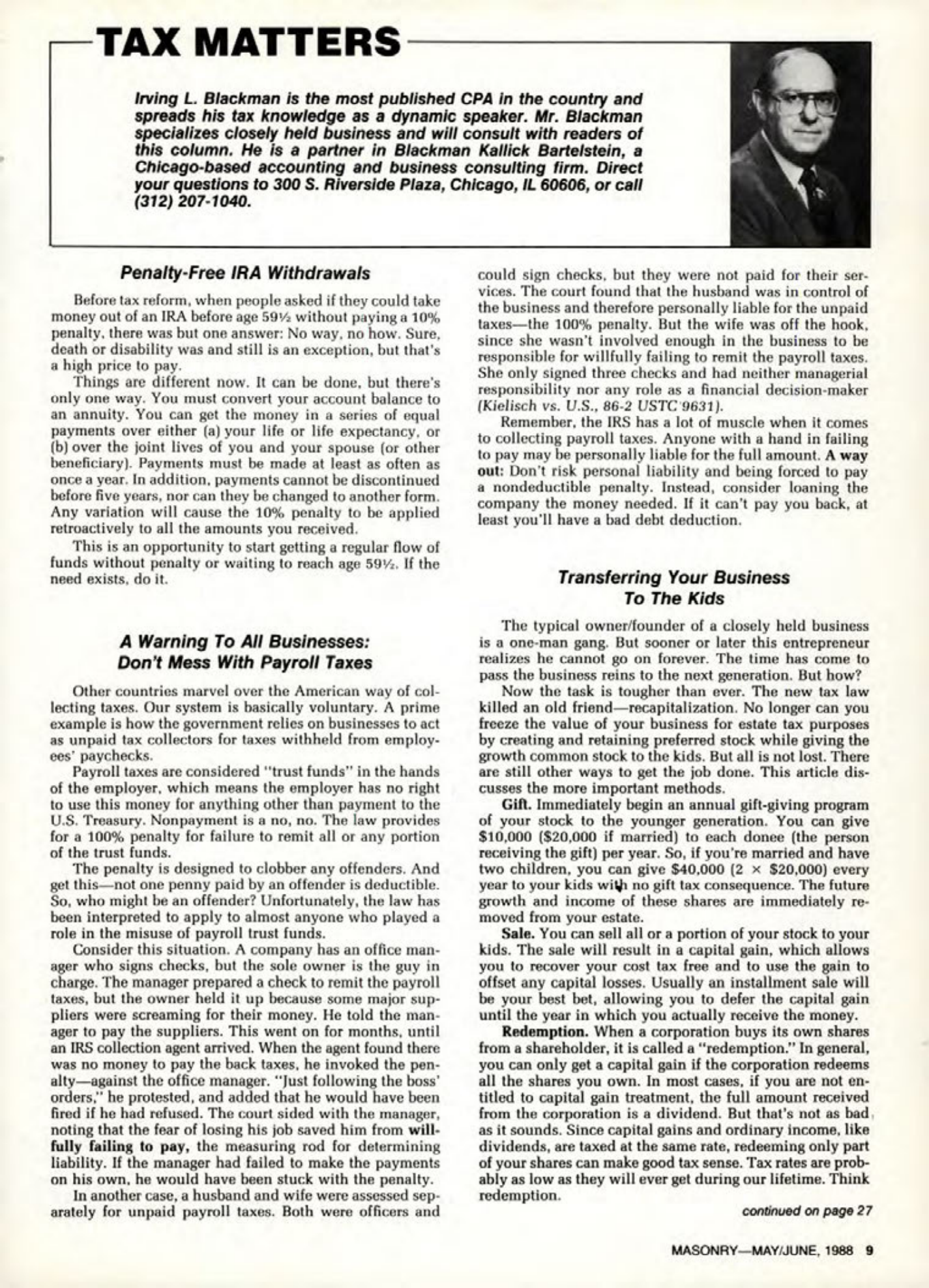 Masonry Magazine June 1988 Page. 9