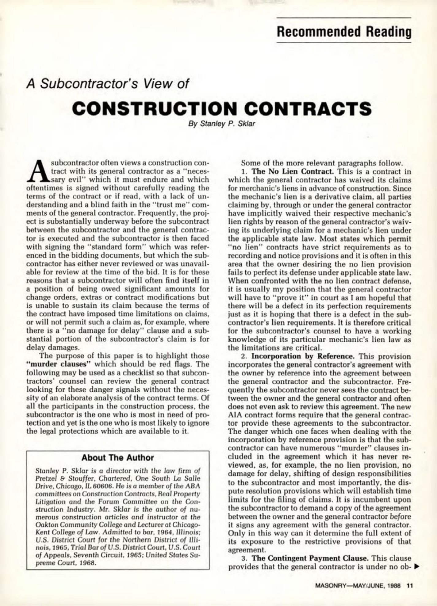 Masonry Magazine June 1988 Page. 11