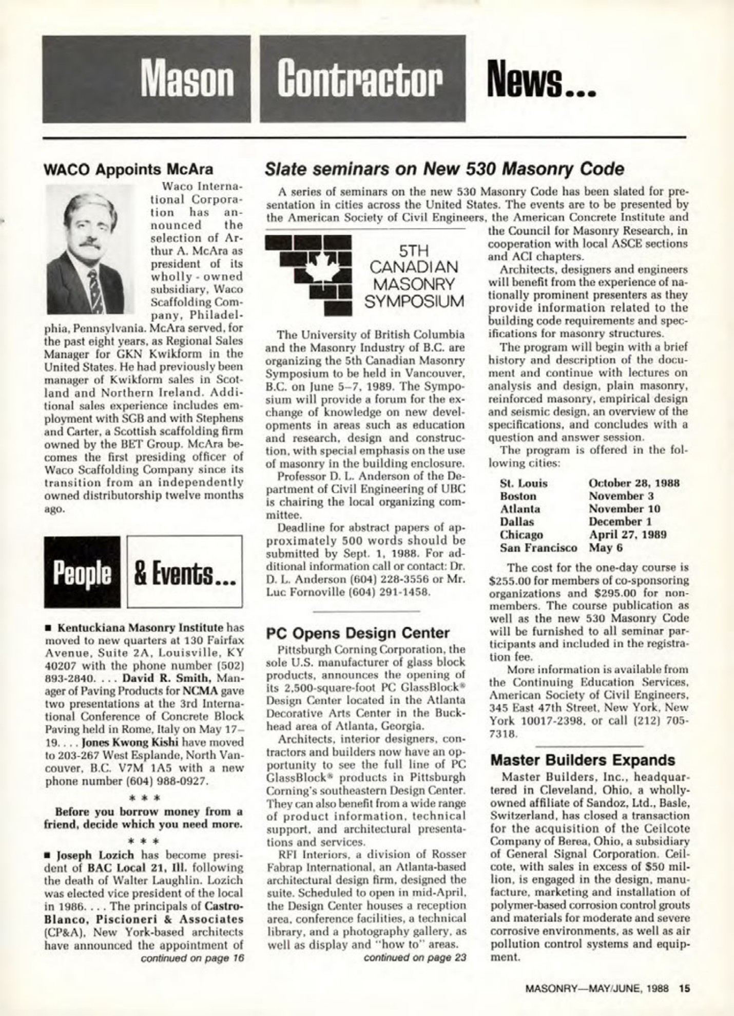 Masonry Magazine June 1988 Page. 15