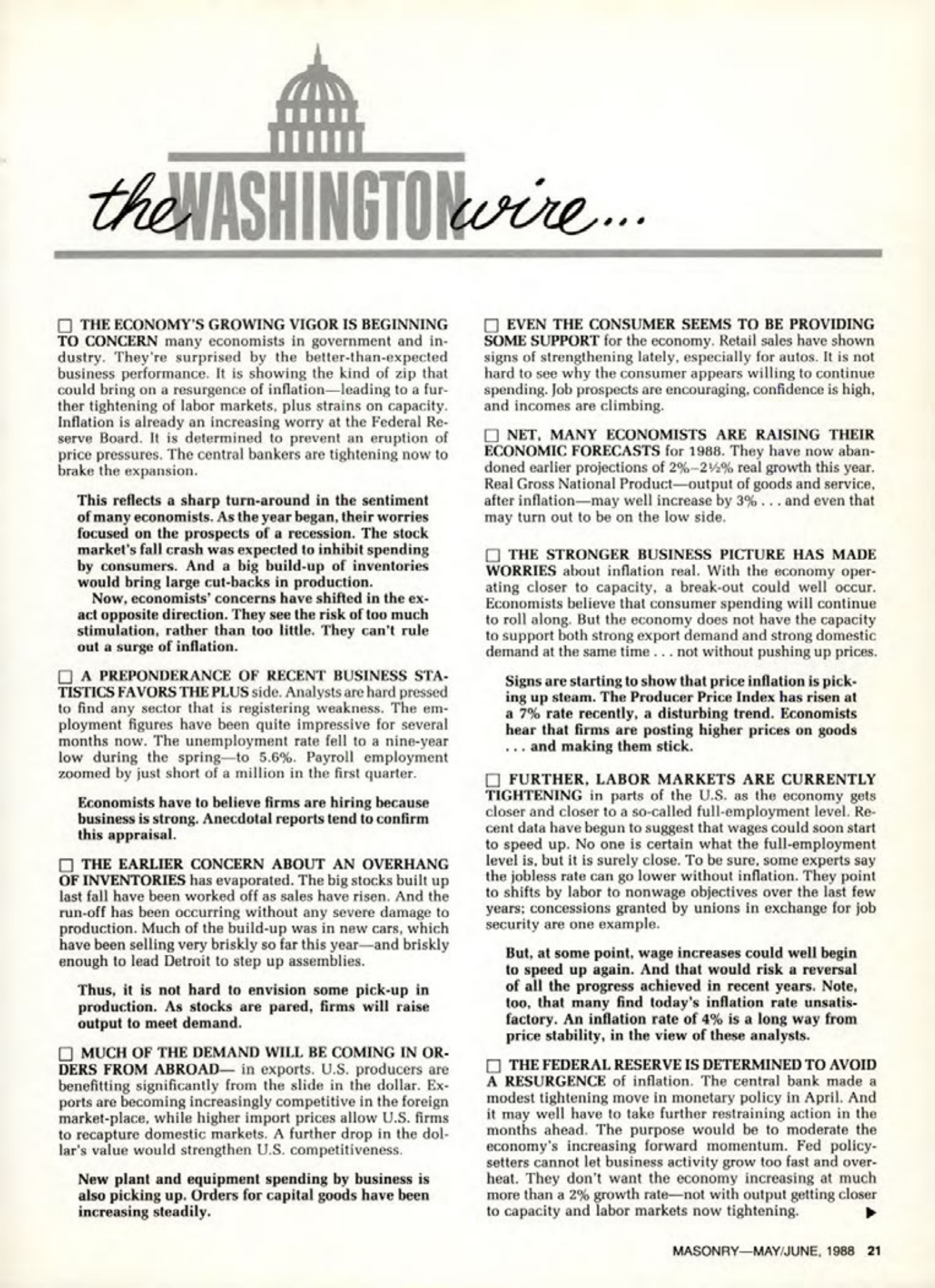 Masonry Magazine June 1988 Page. 21