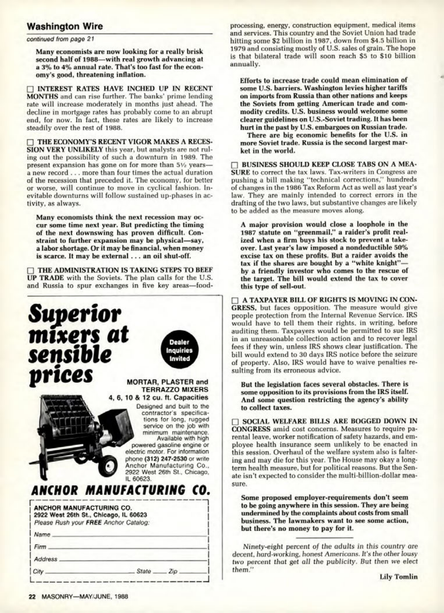 Masonry Magazine June 1988 Page. 22