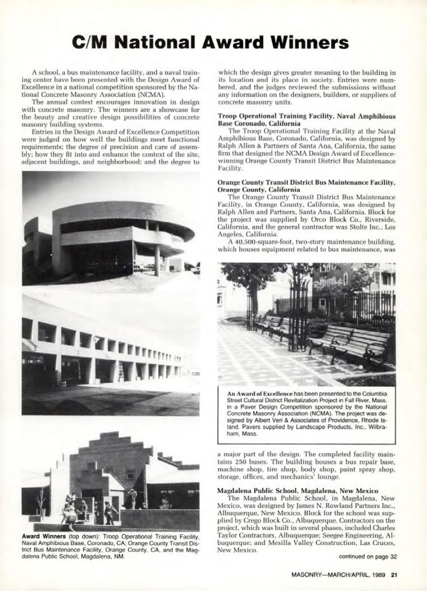 Masonry Magazine April 1989 Page. 21
