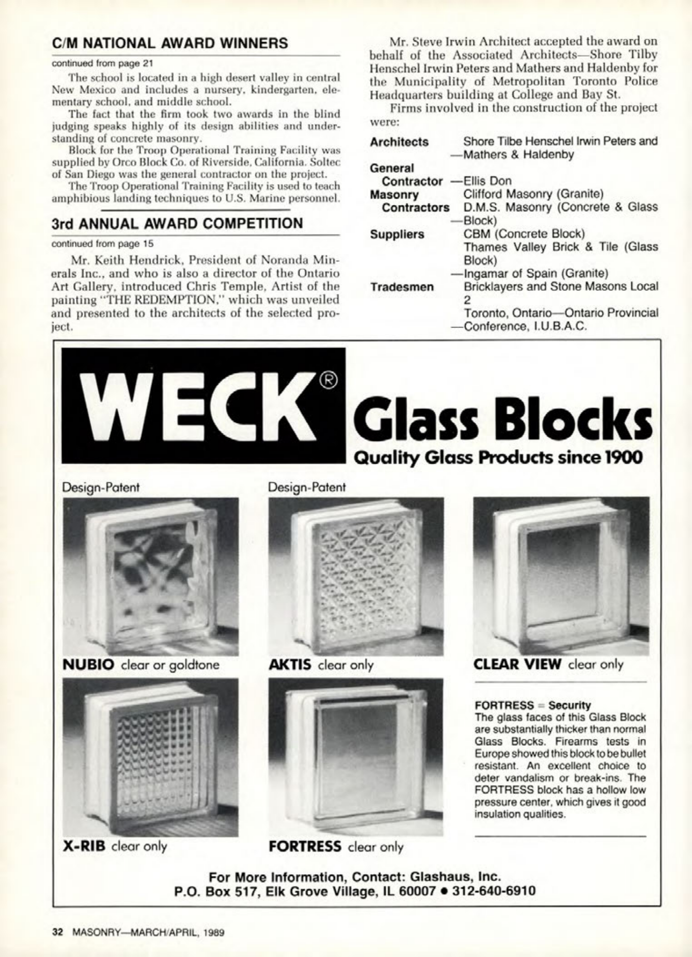 Masonry Magazine April 1989 Page. 32